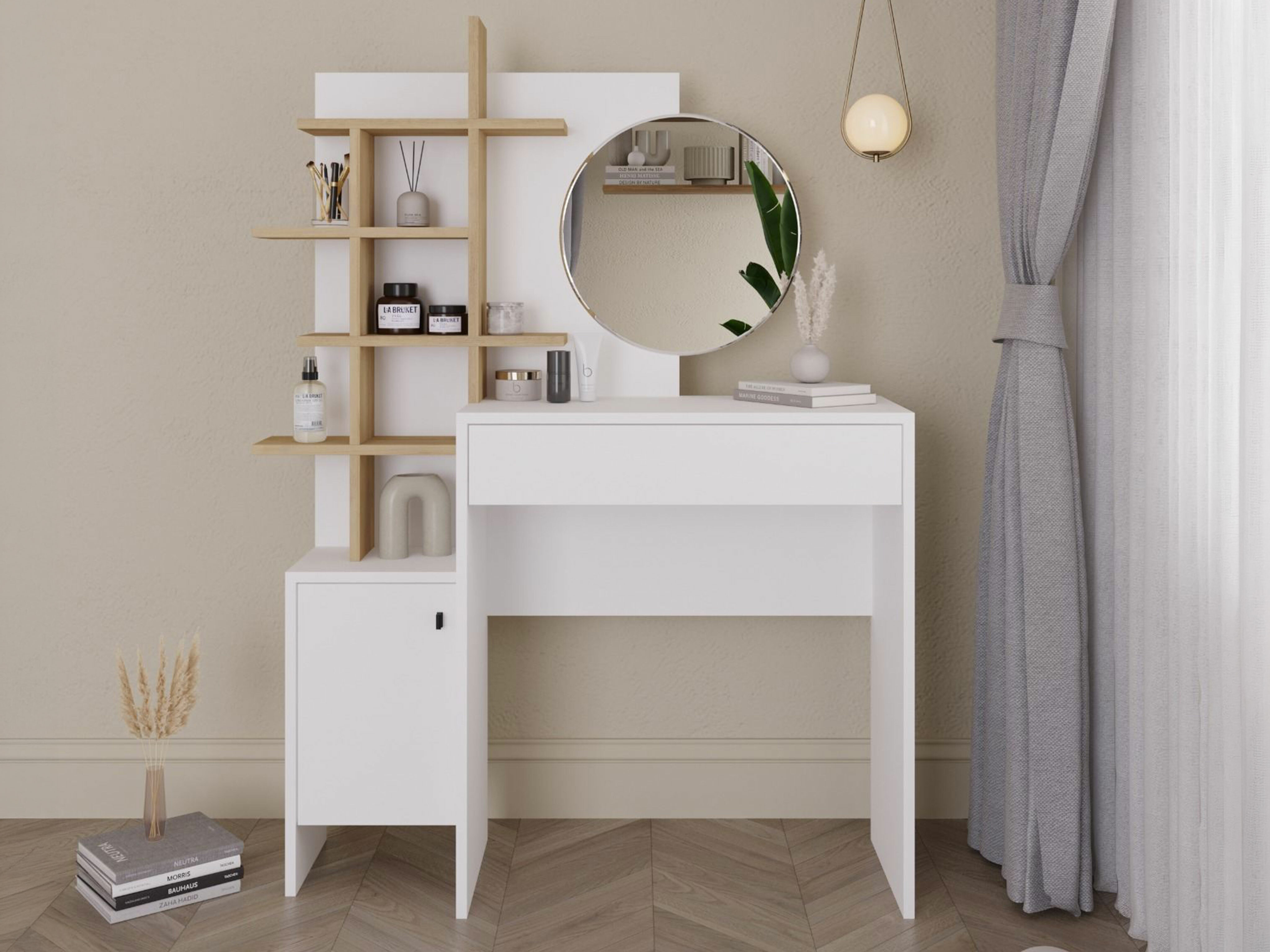 Măsuță de machiaj Kailua 220 (Alb + Stejar)