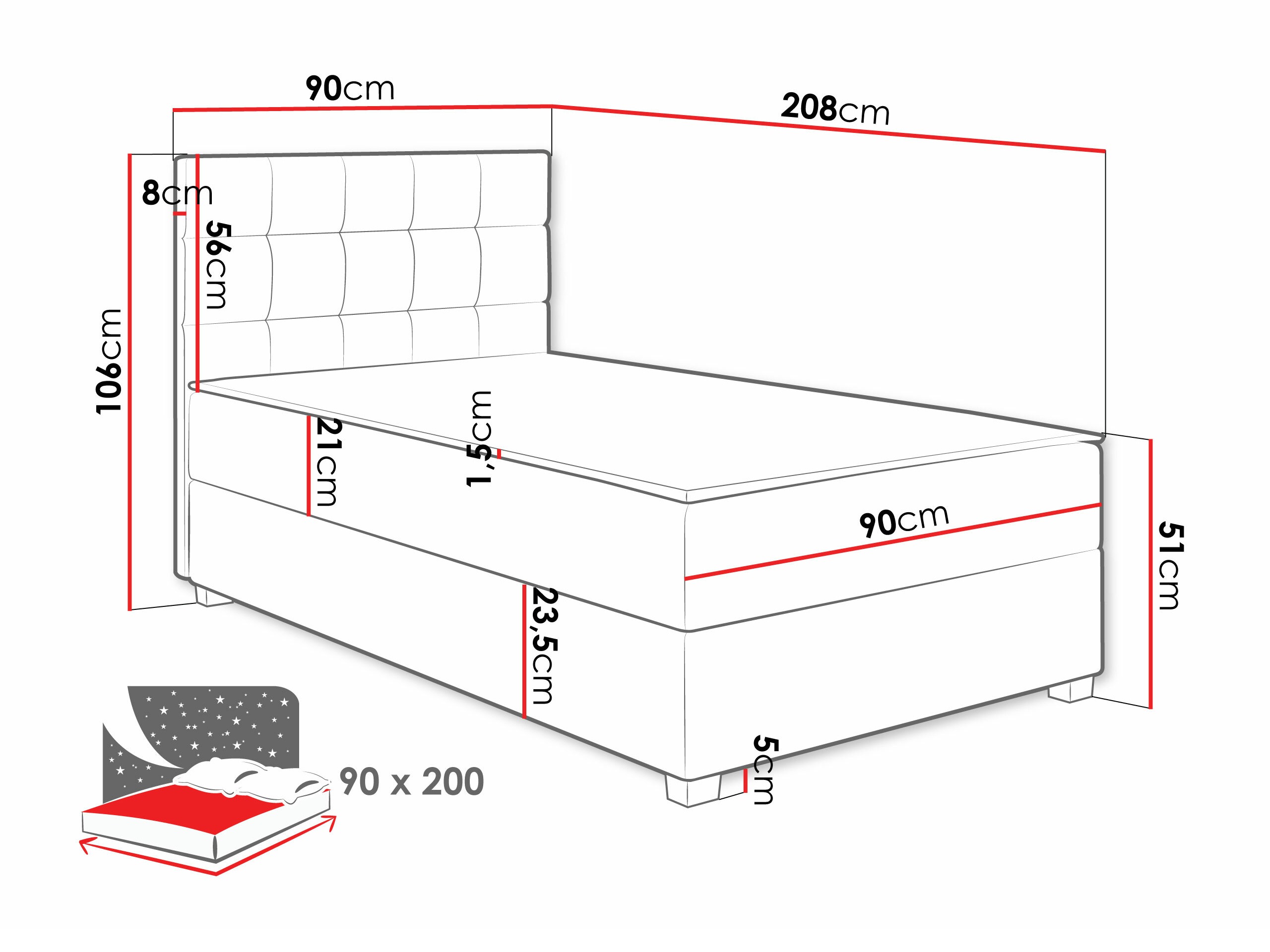 Pat boxspring Sanford 107 (Manila 14)