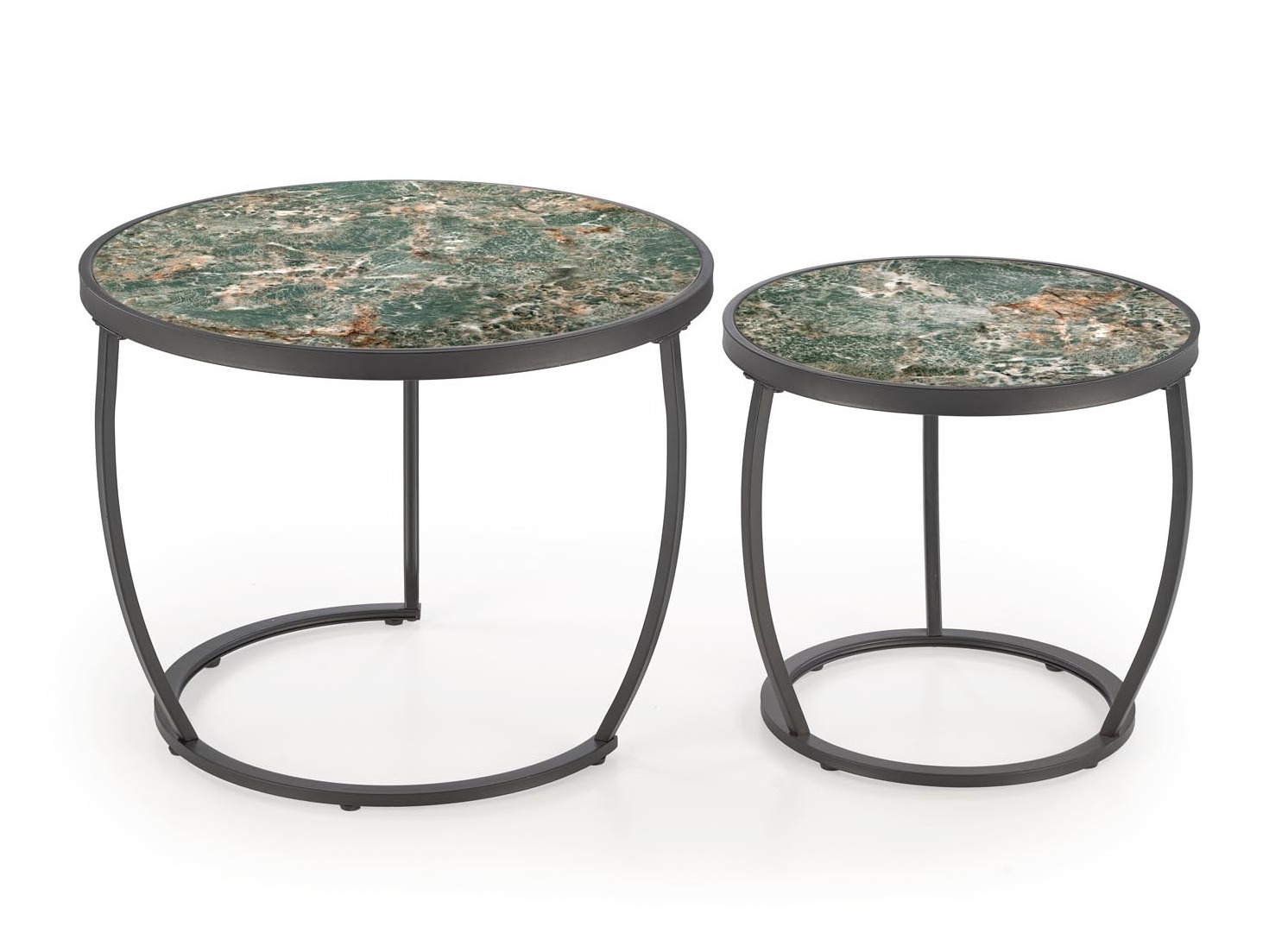 Set de măsuțe de cafea Houston 1658 (Negru + Marmură verde)
