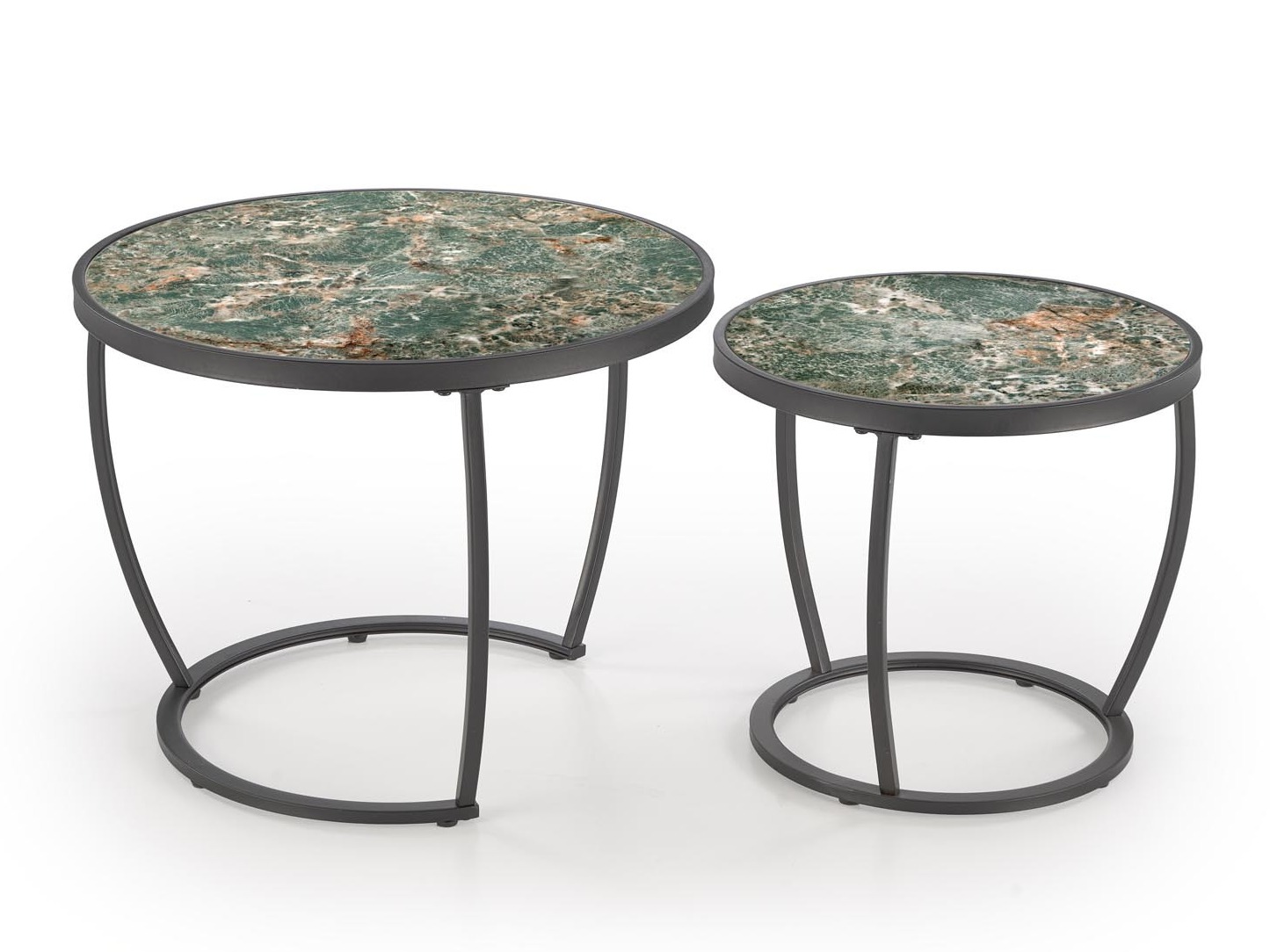 Set de măsuțe de cafea Houston 1658 (Negru + Marmură verde)