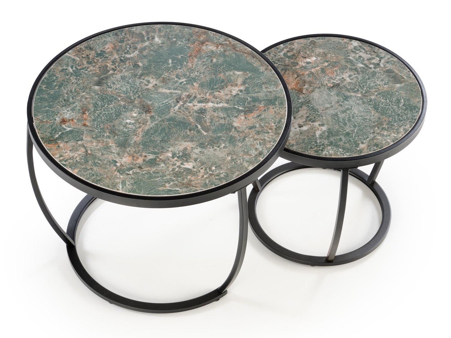 Set de măsuțe de cafea Houston 1658 (Negru + Marmură verde)