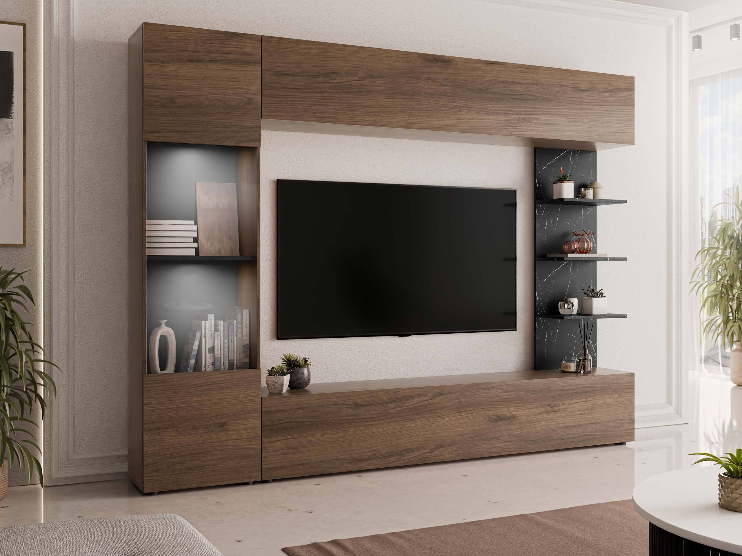 Set de living Comfivo Animus (Nuc + Marmură neagră)
