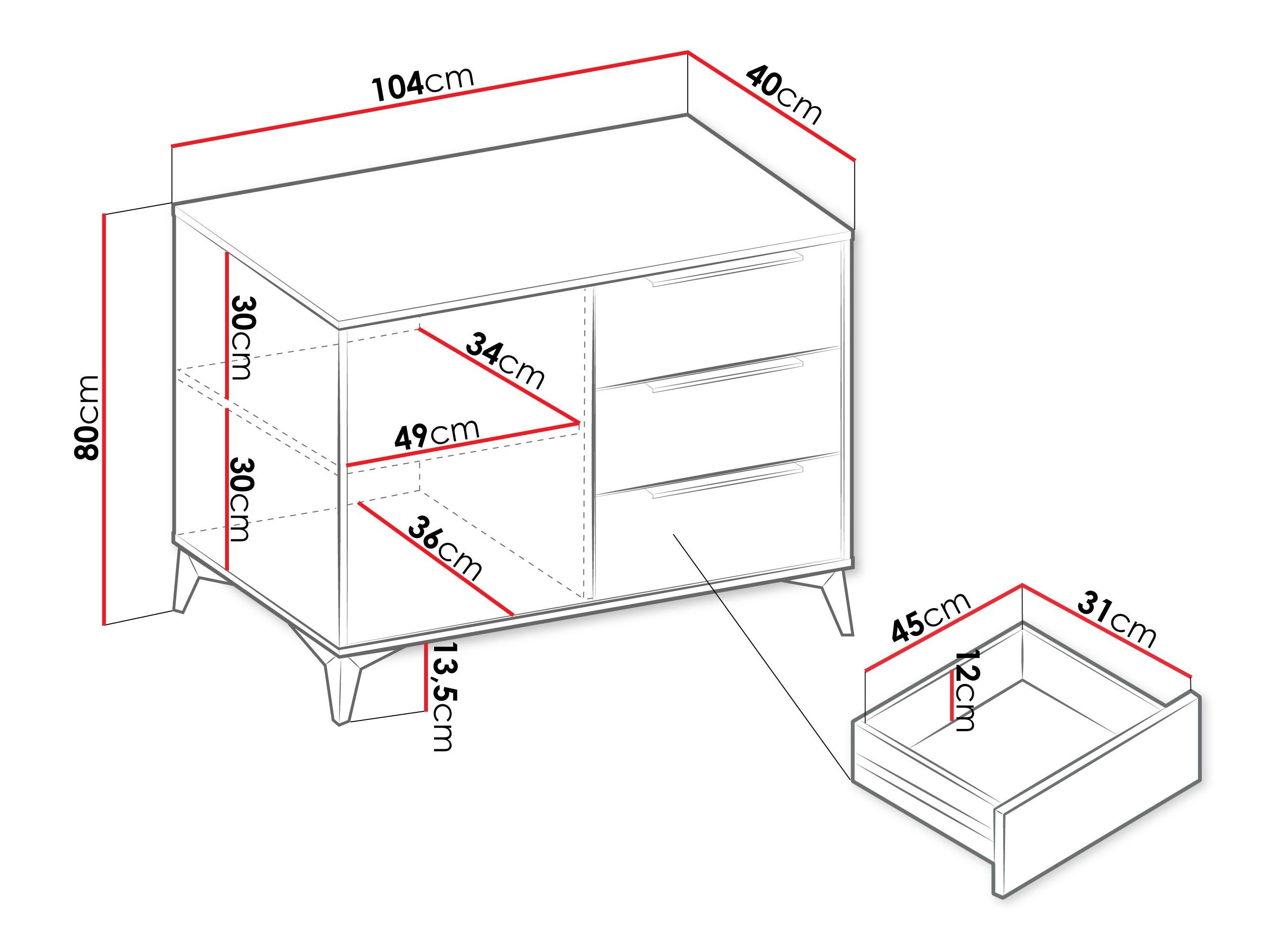 Comodă SR11218 cu ambalaj deteriorat