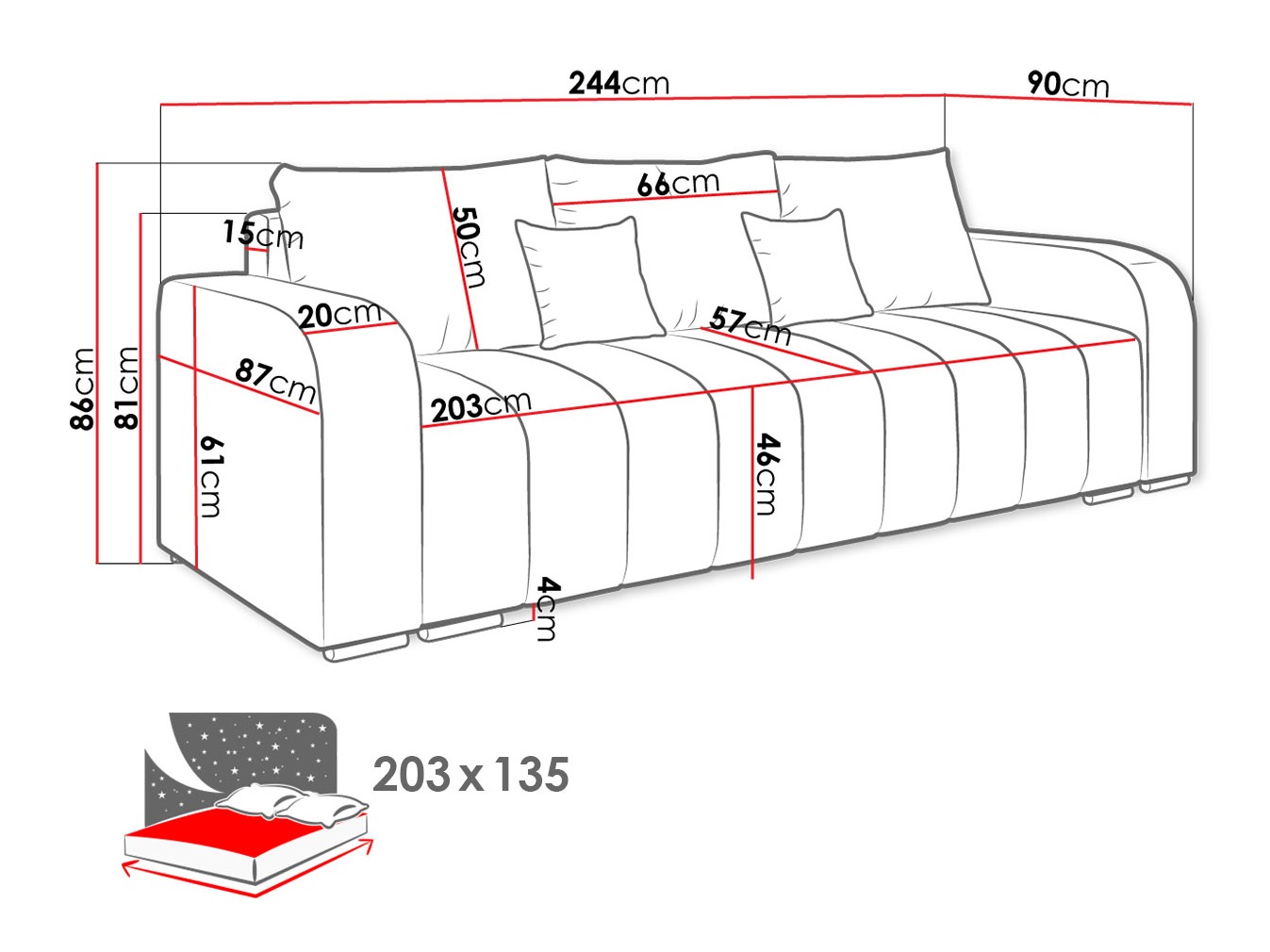 Canapea extensibilă Arvada 124 (Lambi 04)