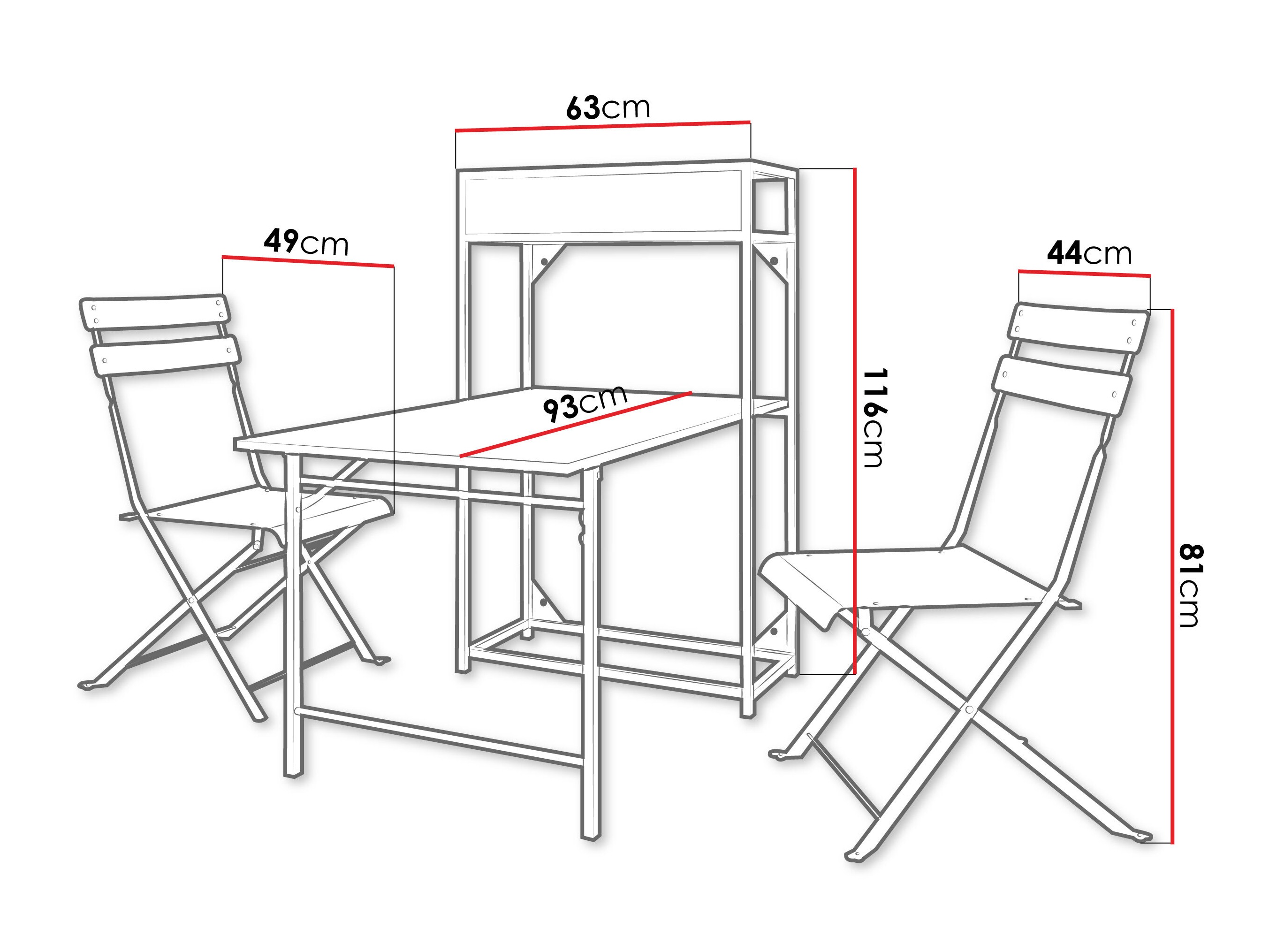Set de balcon Lenitus (Negru)