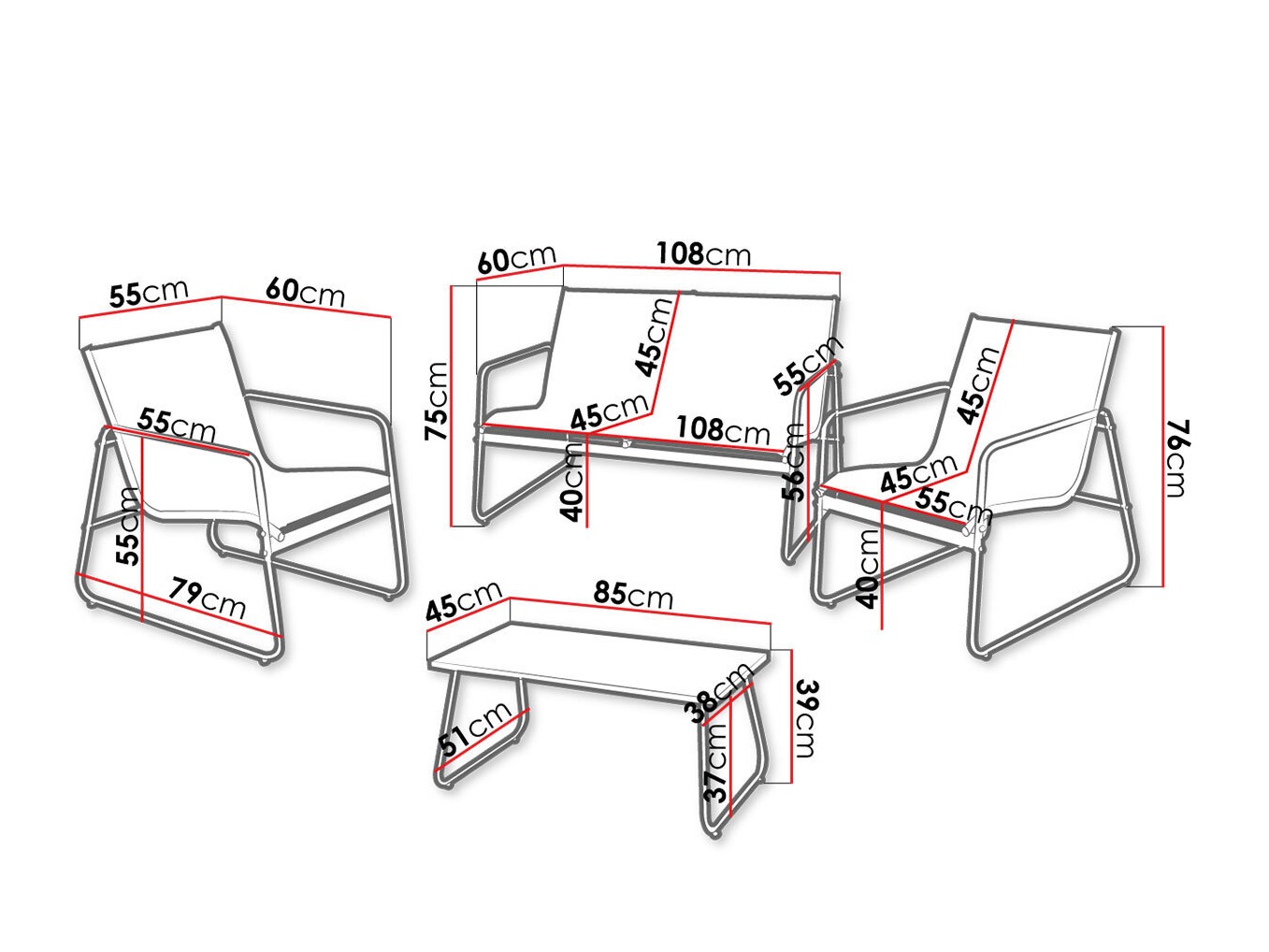 Set mobilier de exterior Aques