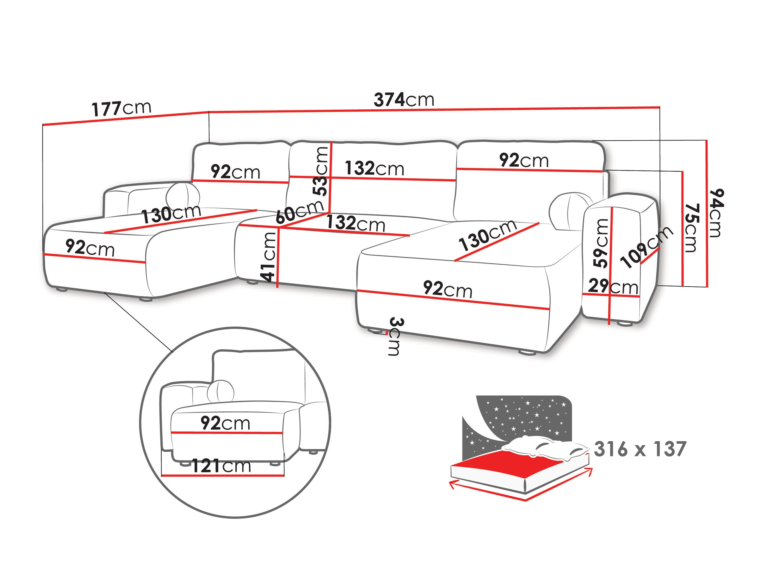 Colțar TrendyNest 130 (Coral 15)