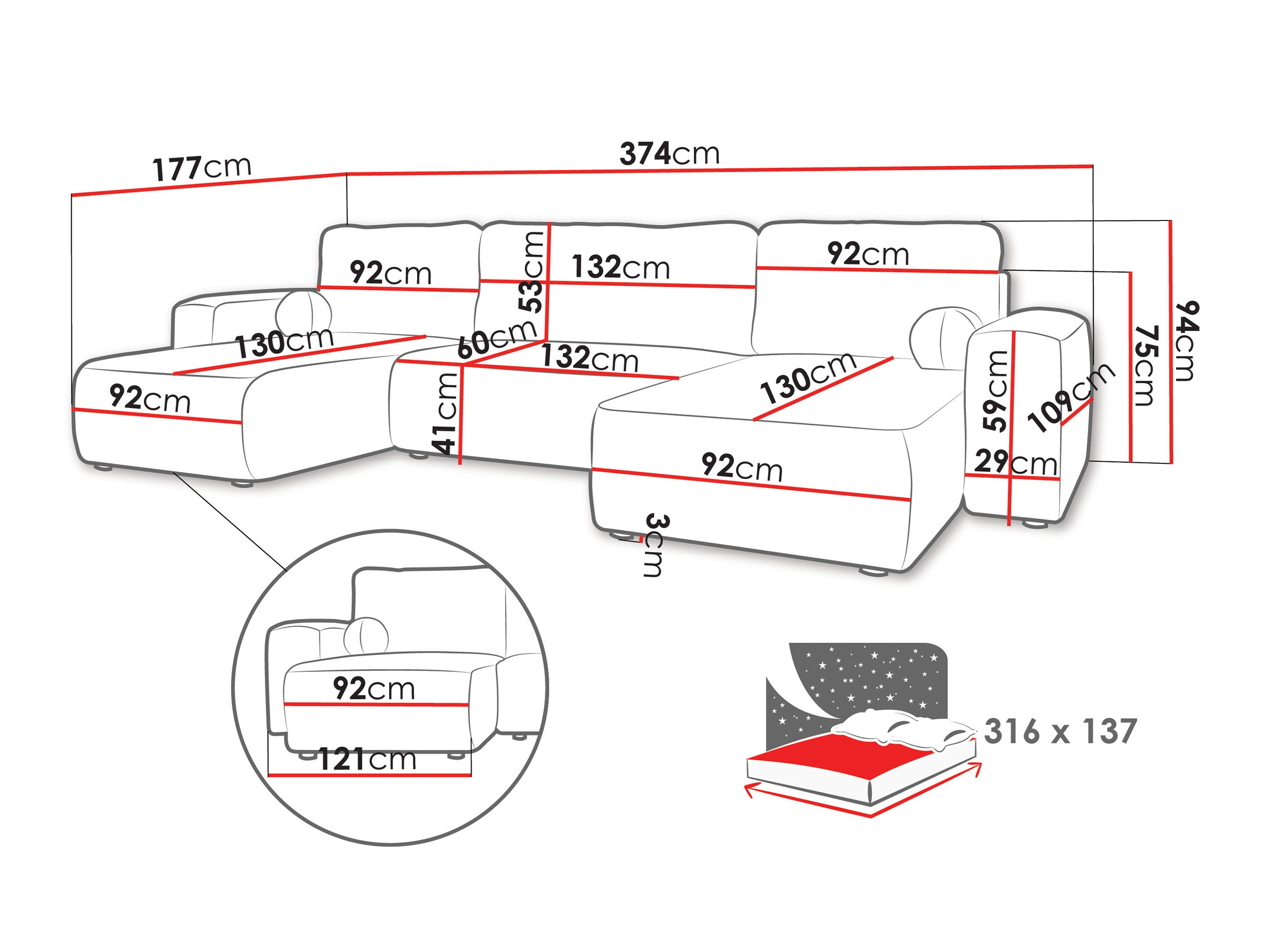 Colțar TrendyNest Piscor (Coral 80)