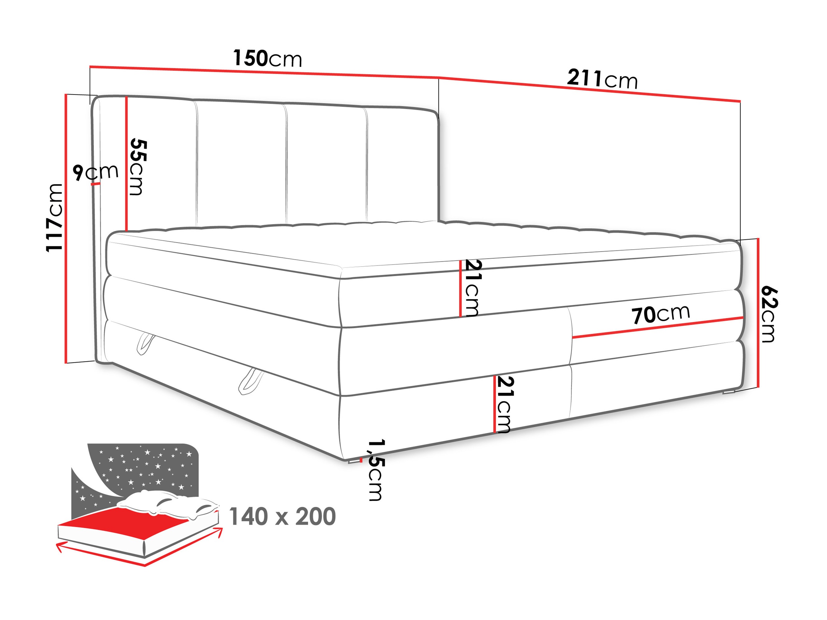 Pat boxspring ComfiDream Caelion (Onega 03)