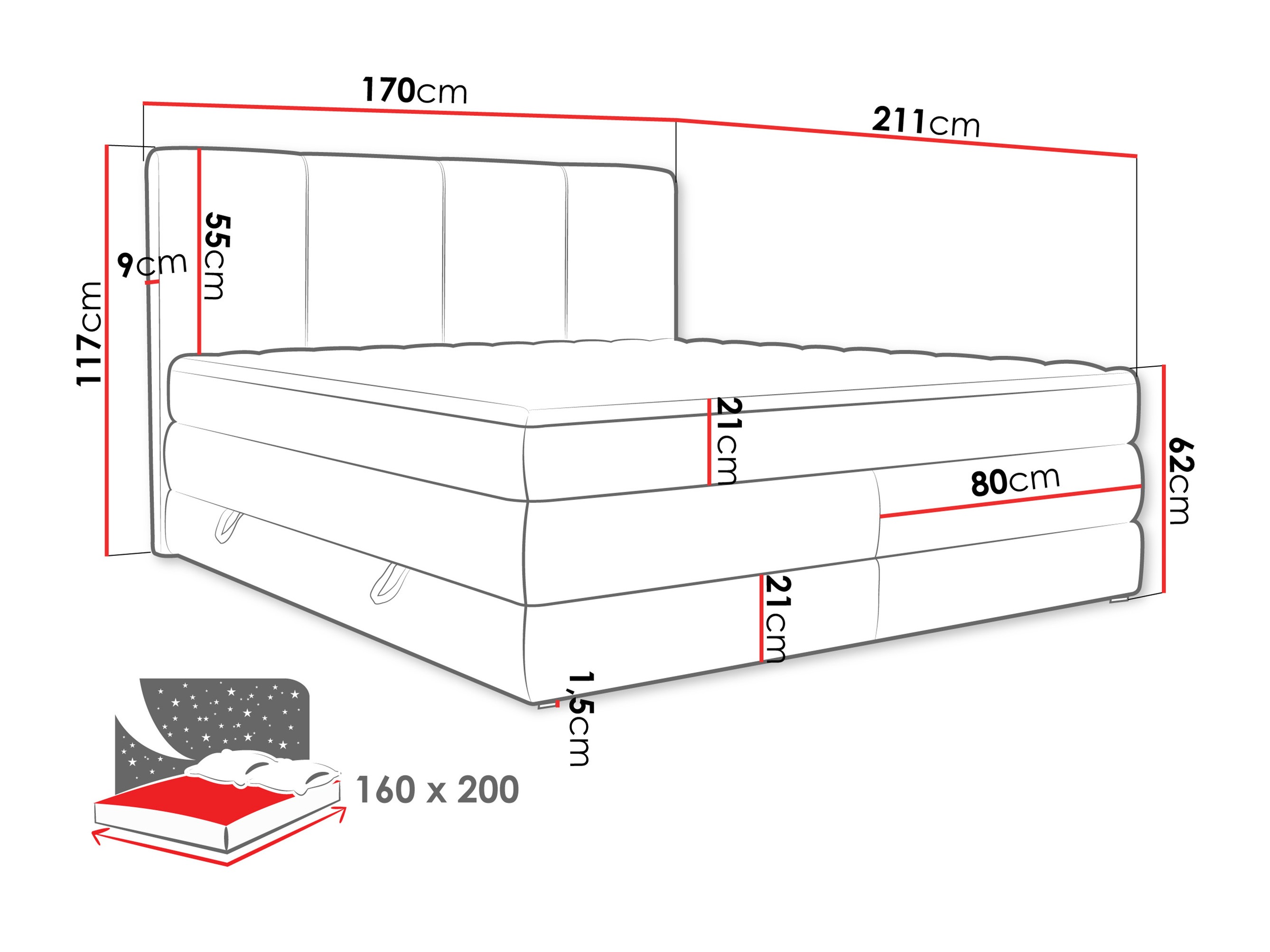 Pat boxspring ComfiDream Caelion (Onega 03)