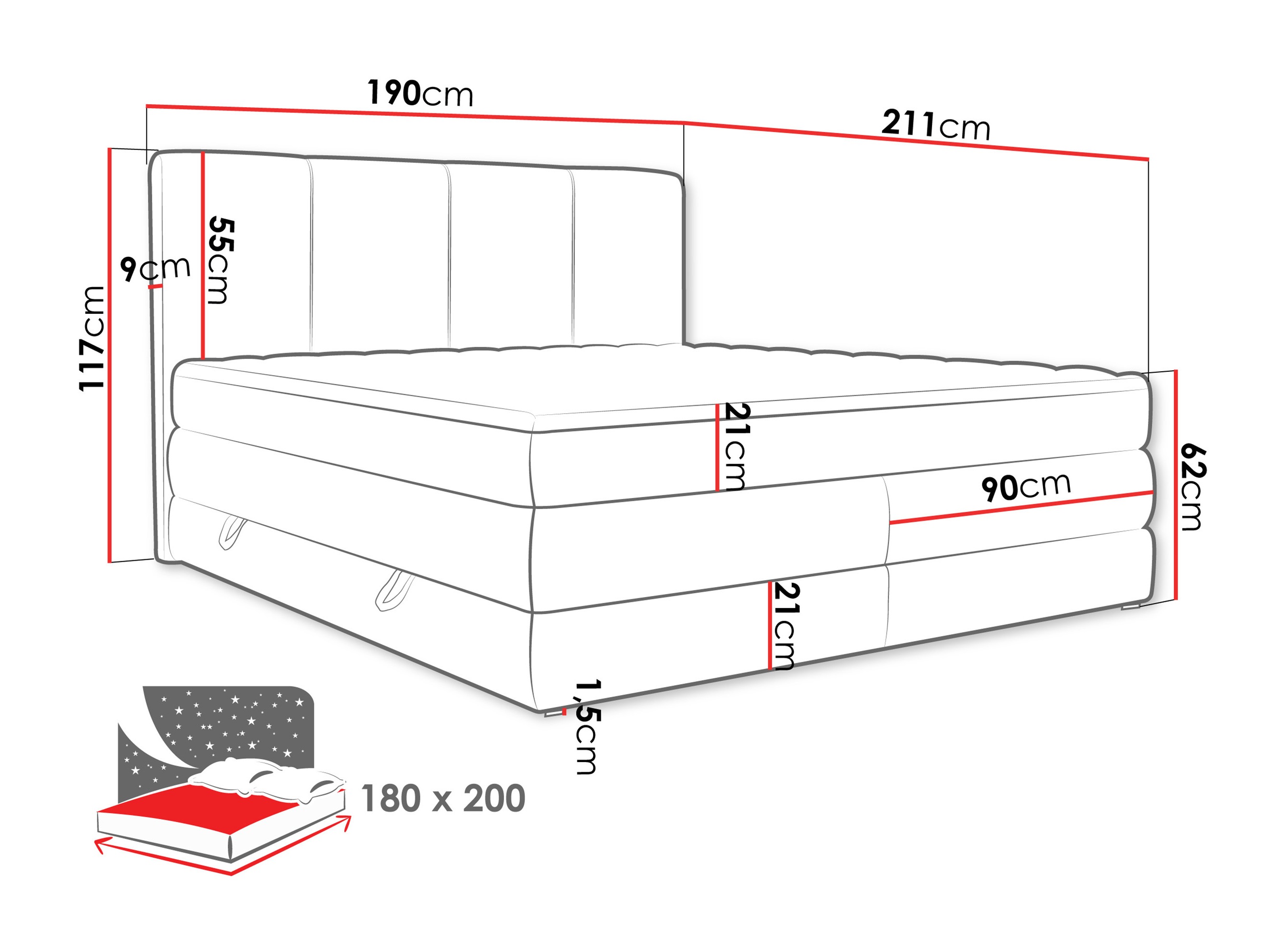 Pat boxspring ComfiDream Caelion (Onega 03)