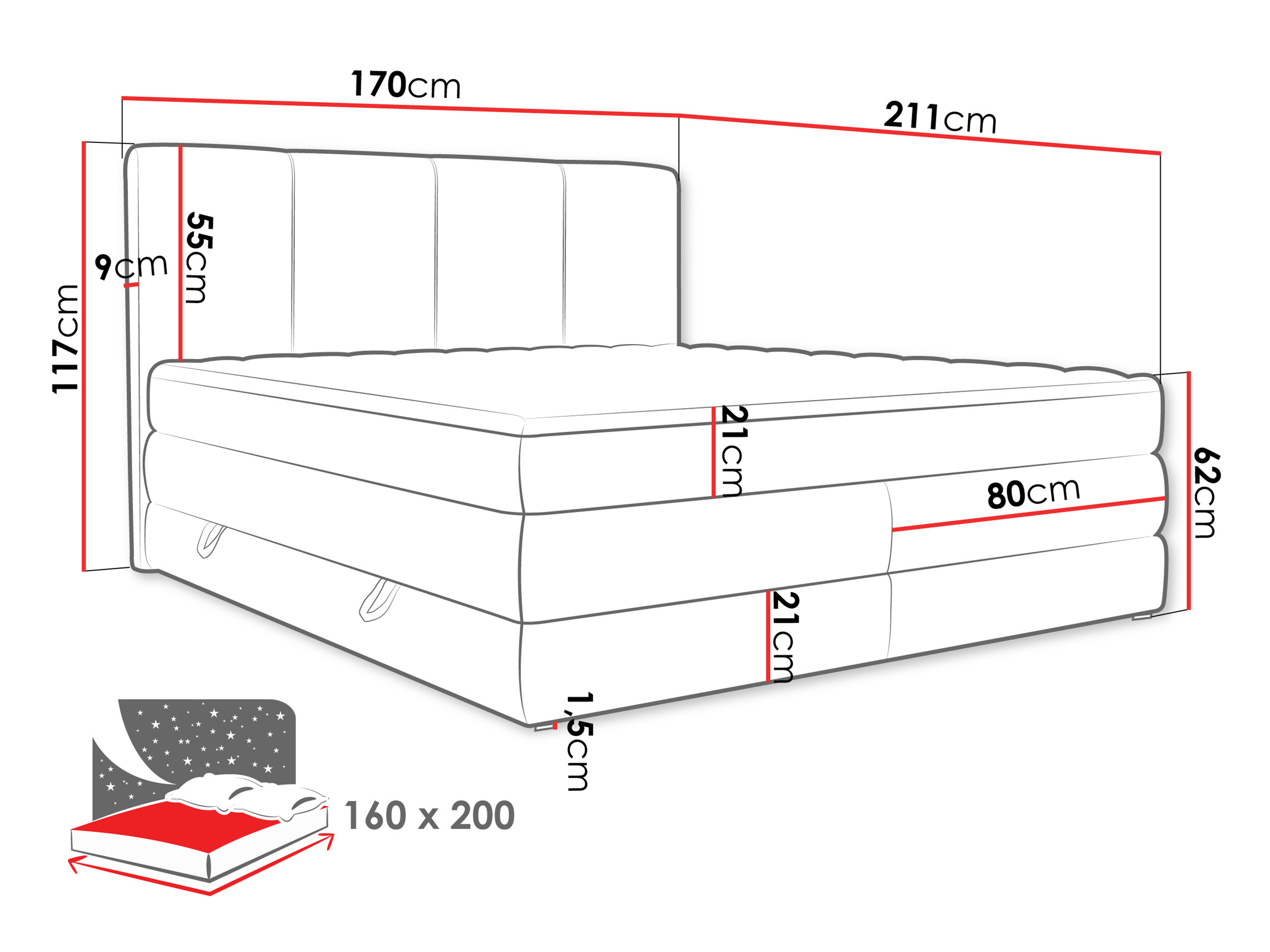 Pat boxspring ComfiDream Caelion (Onega 07)