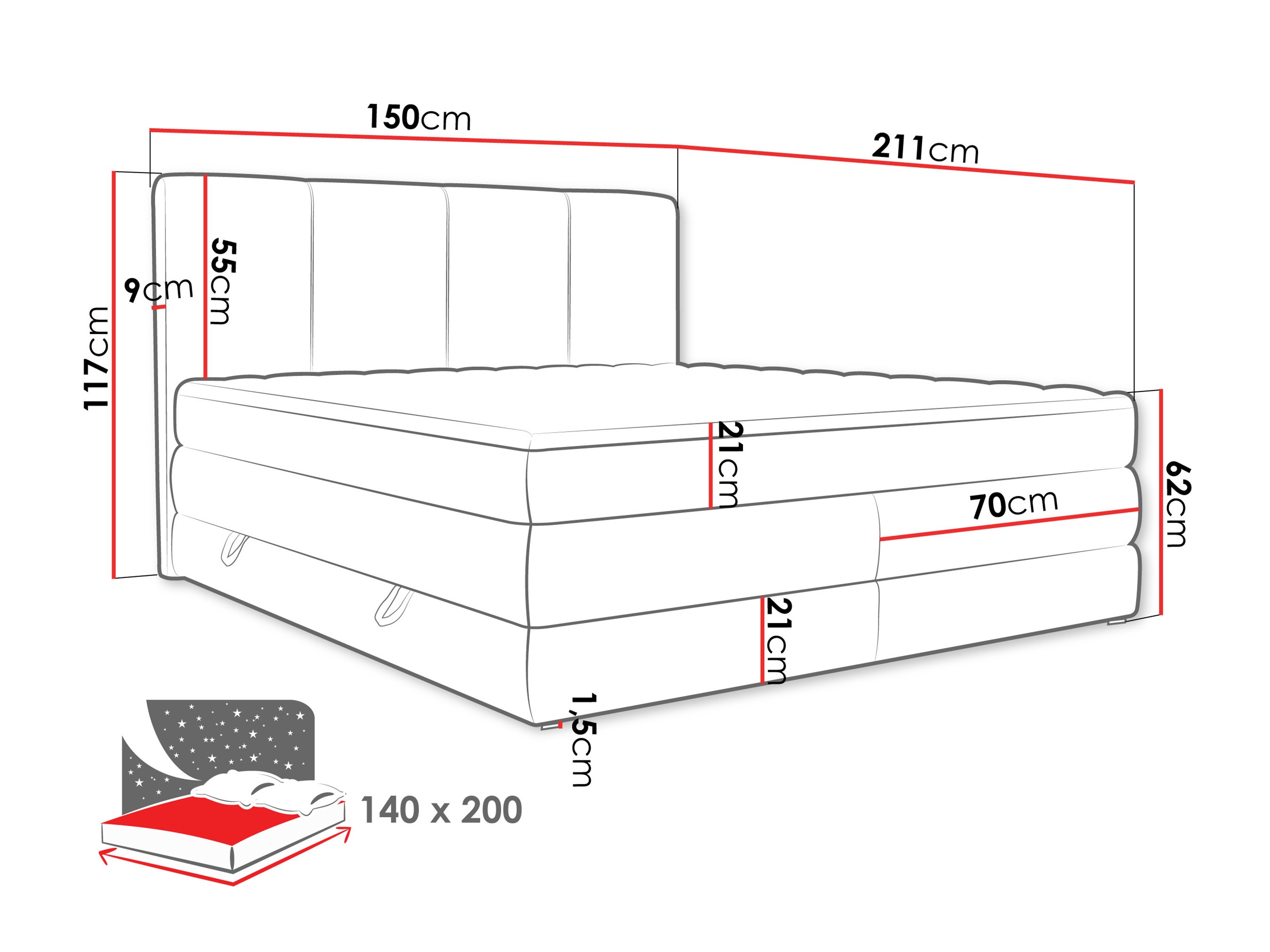 Pat boxspring ComfiDream Caelion (Onega 11)