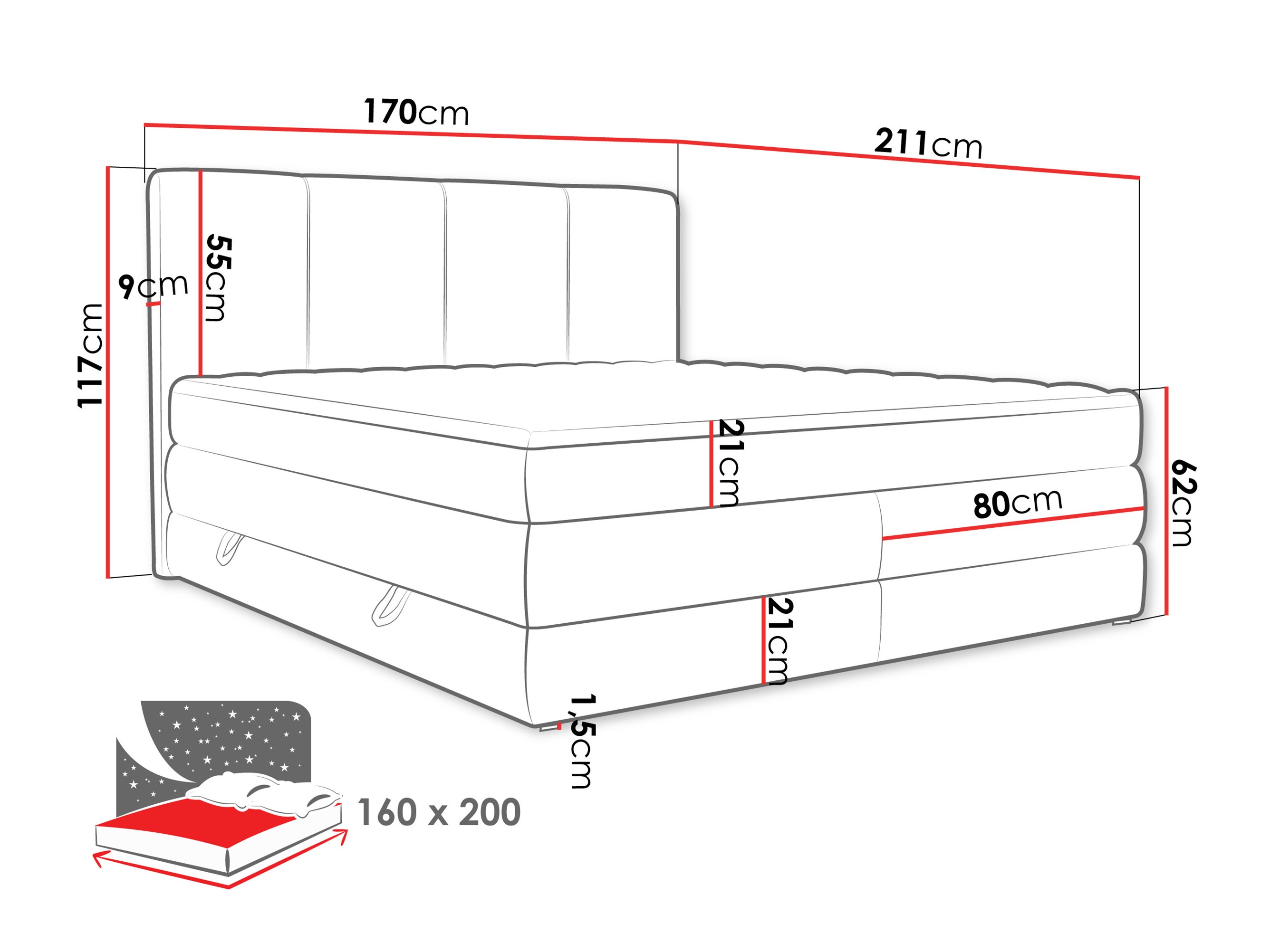 Pat boxspring ComfiDream Caelion (Onega 14)