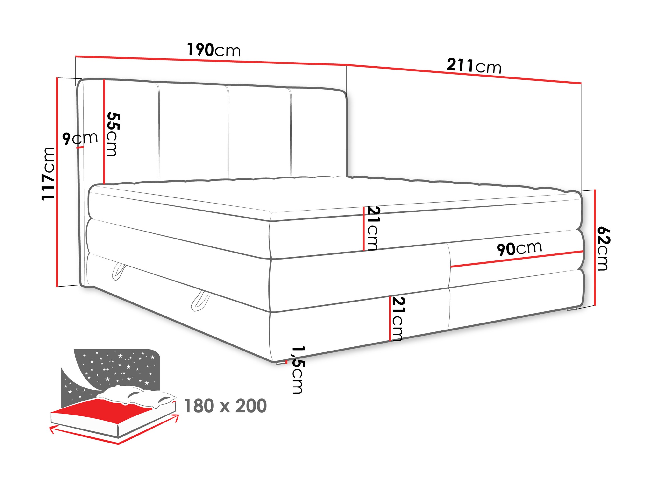 Pat boxspring ComfiDream Caelion (Onega 14)