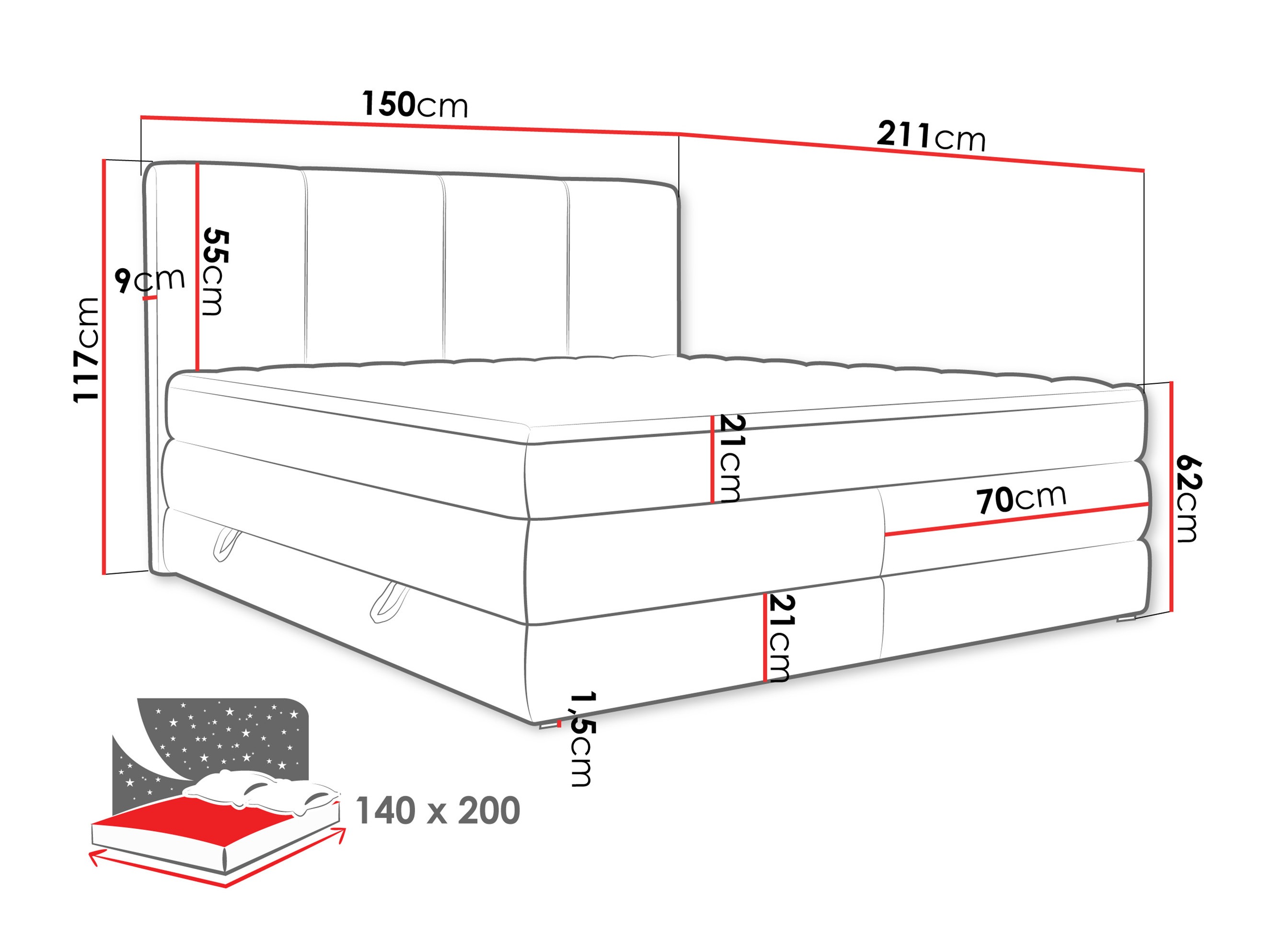 Pat boxspring ComfiDream Caelion (Onega 18)