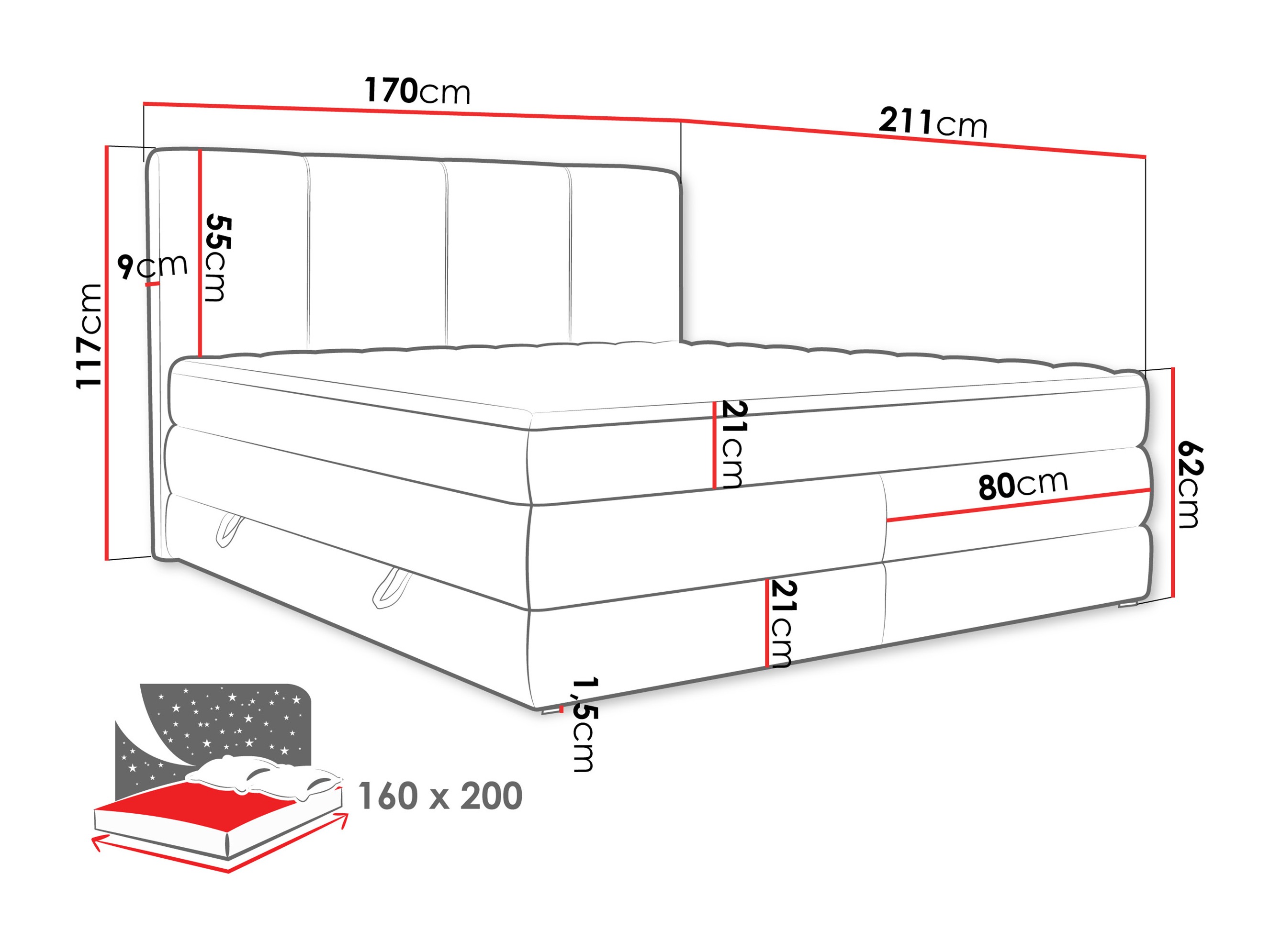 Pat boxspring ComfiDream Caelion (Onega 18)