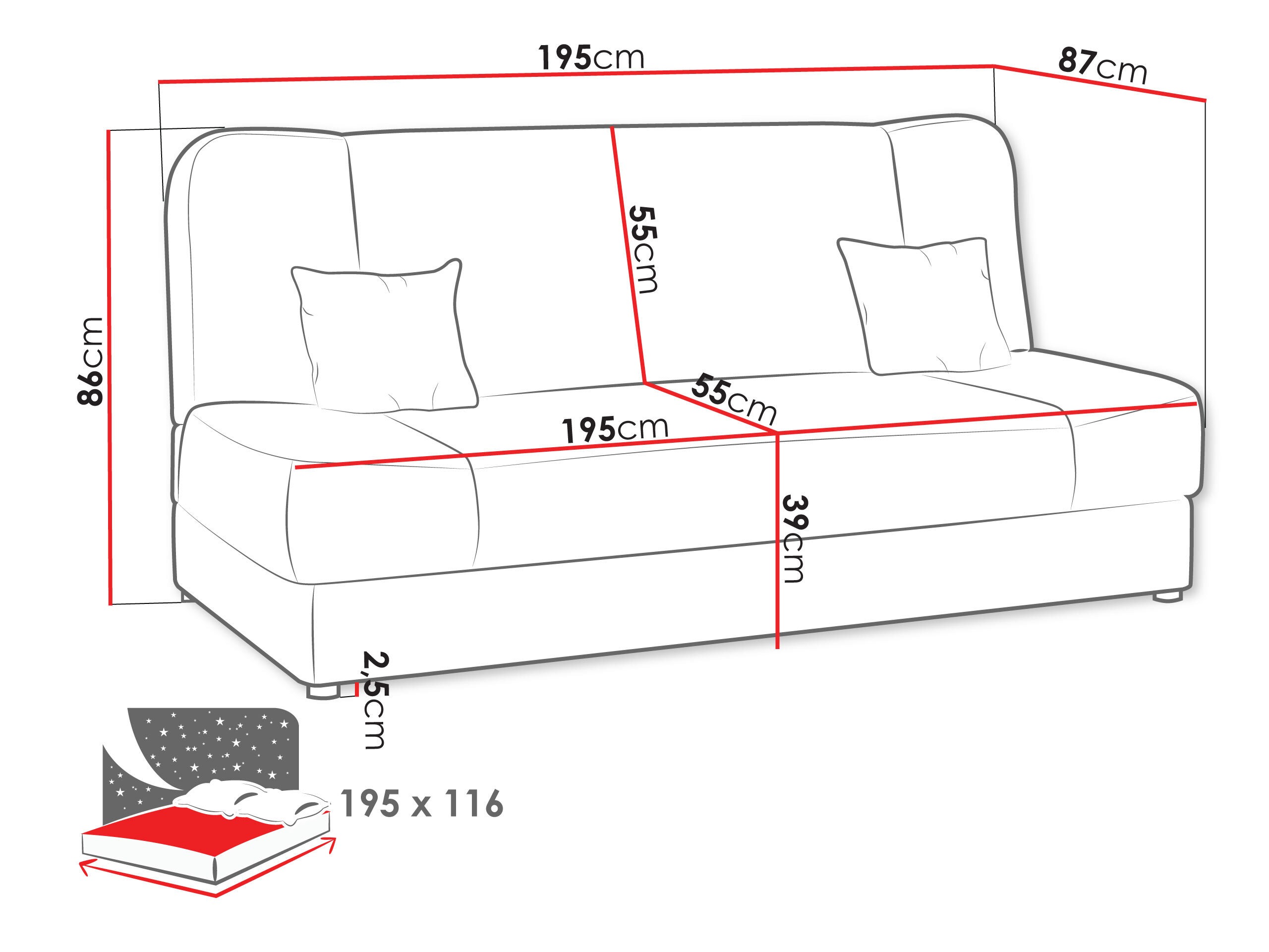 Canapea extensibilă Comfivo Cera (Lux 12)