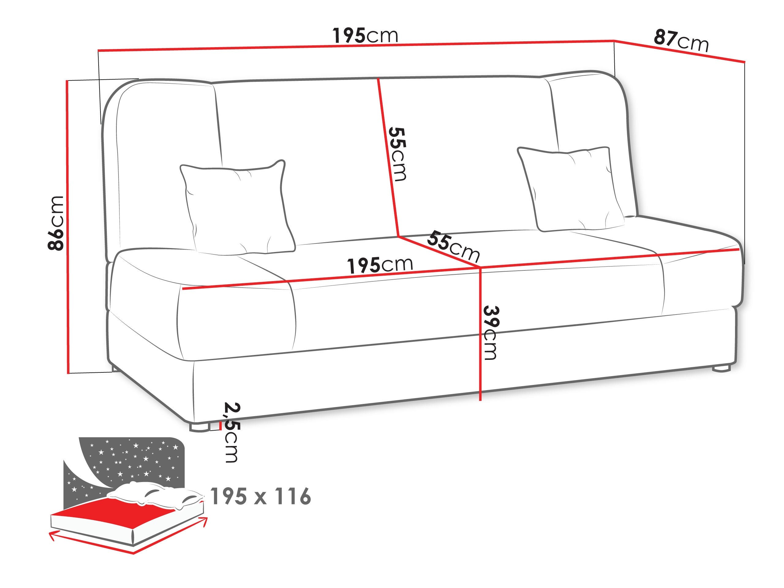 Canapea extensibilă Comfivo Cera (Magic Velvet 2217 + Magic Velvet 2219)