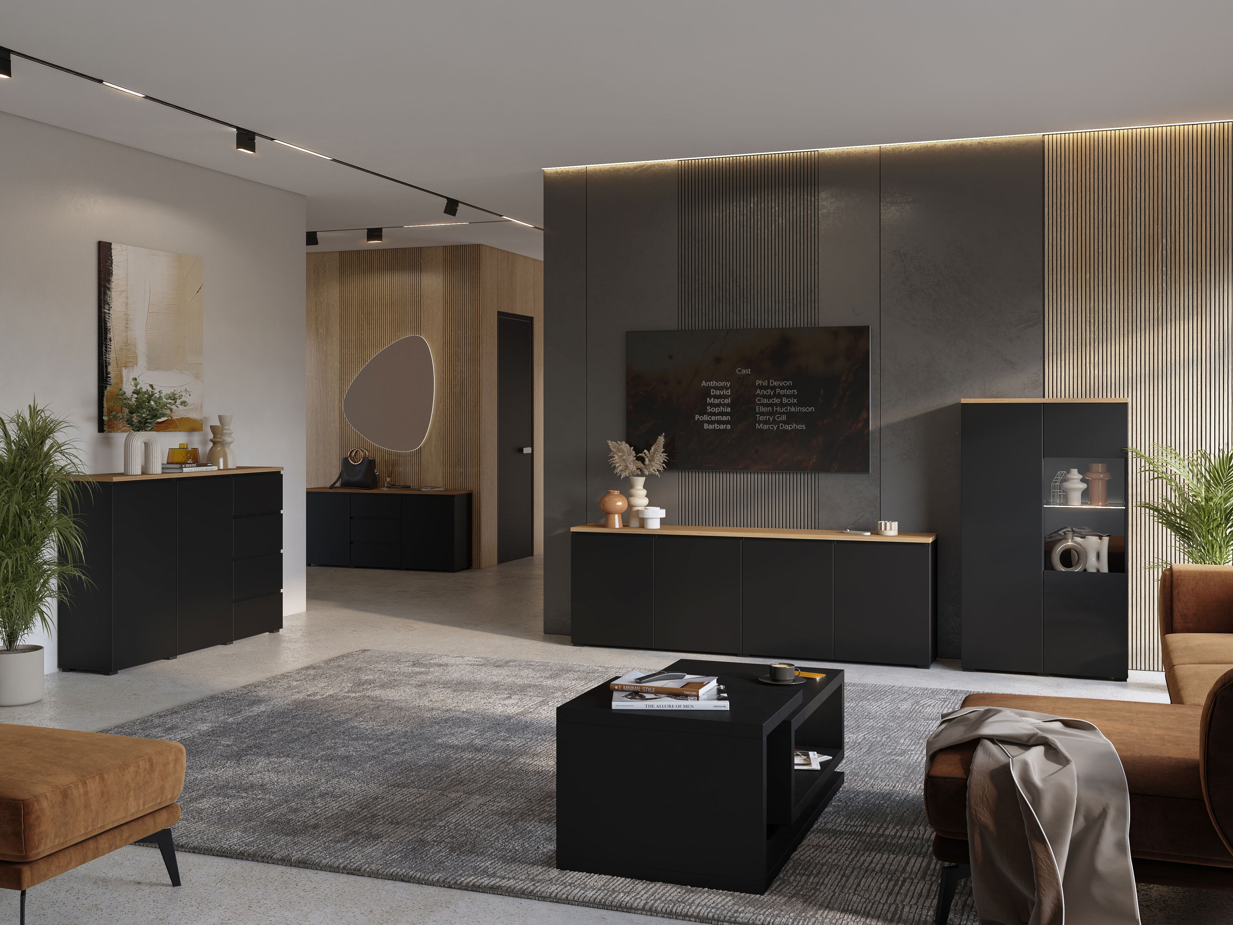 Bufet Baletu 105 (Negru + Stejar)