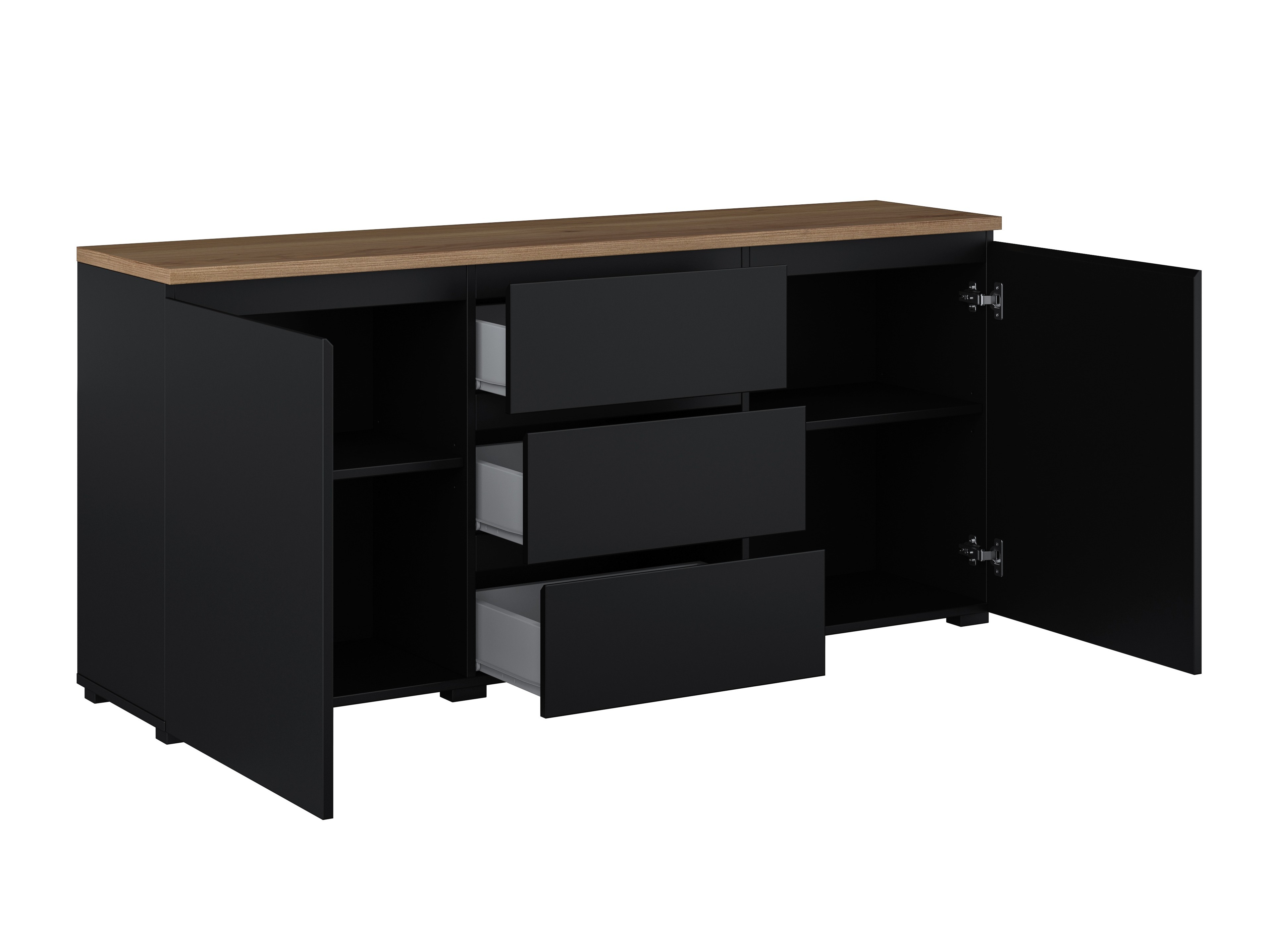 Comodă Baletu 106 (Negru + Stejar)