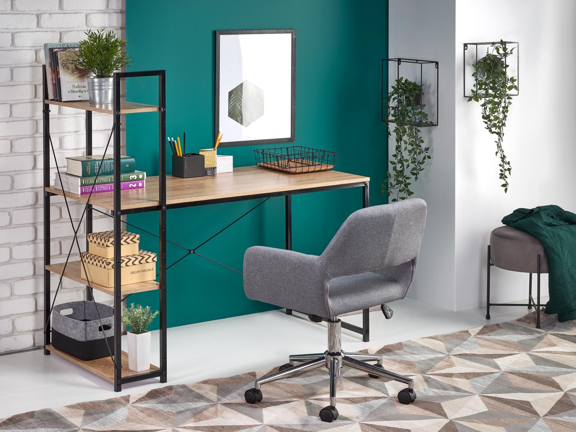 Birou Houston 1888 (Stejar Sonoma + Negru)