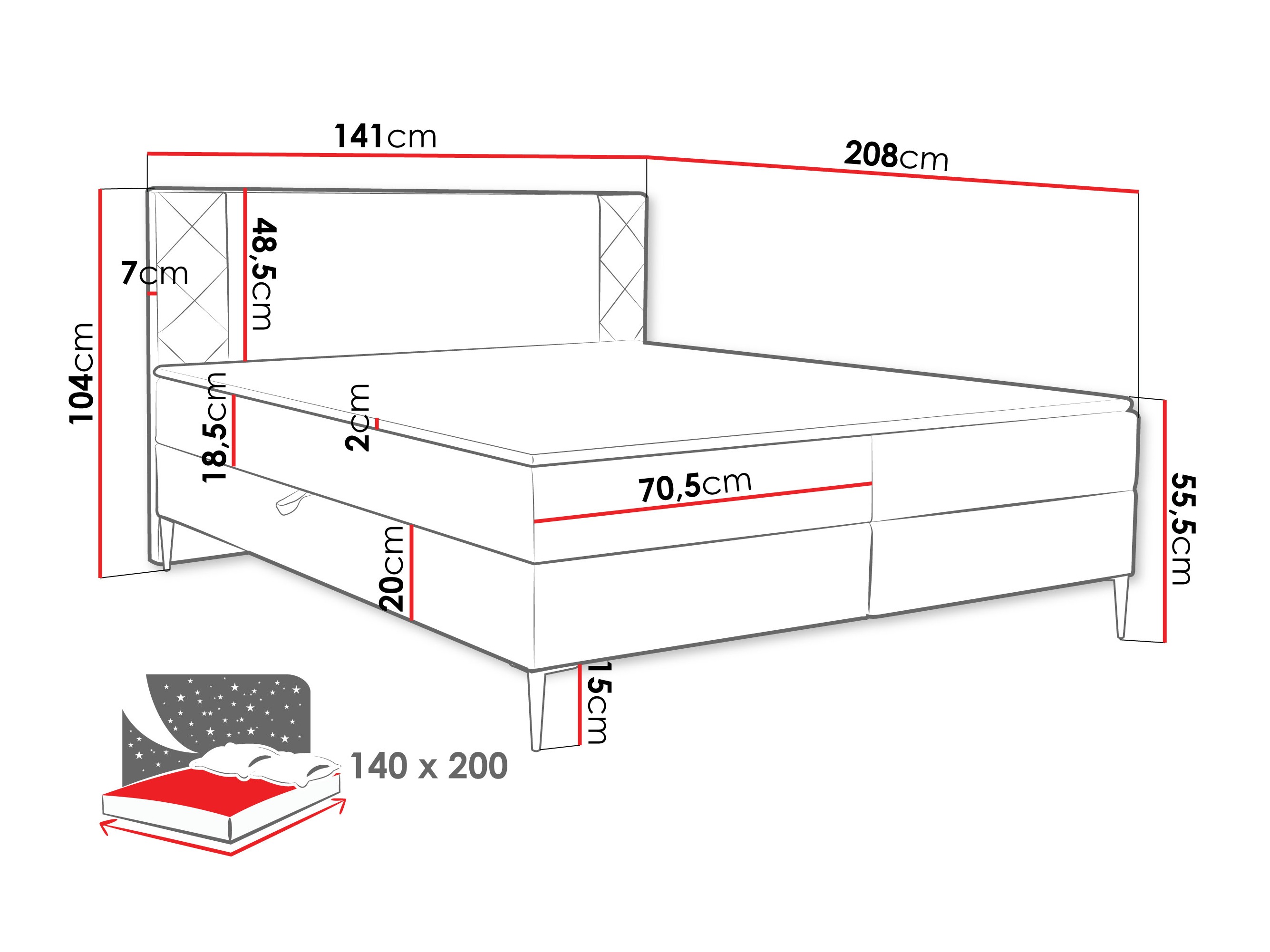 Pat boxspring Providence 200 (Polo 875)