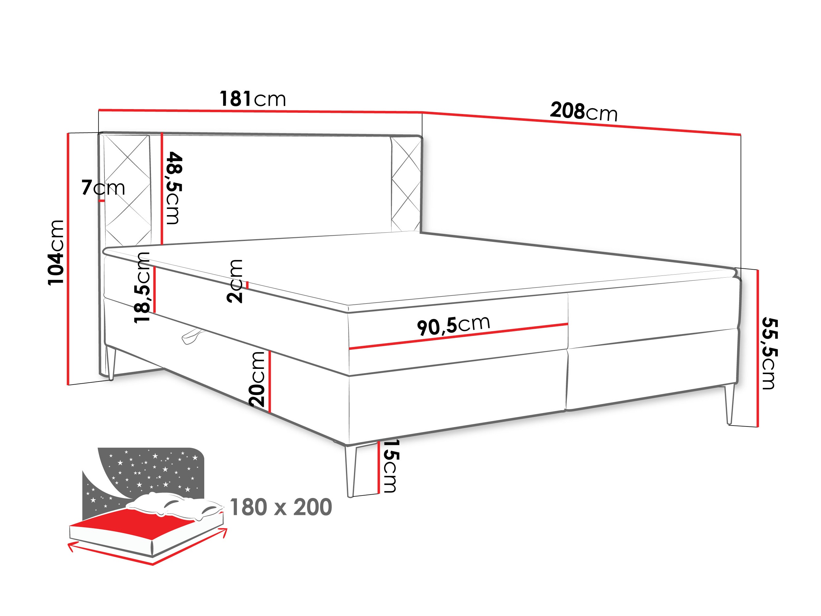 Pat boxspring Providence 200 (Polo 875)