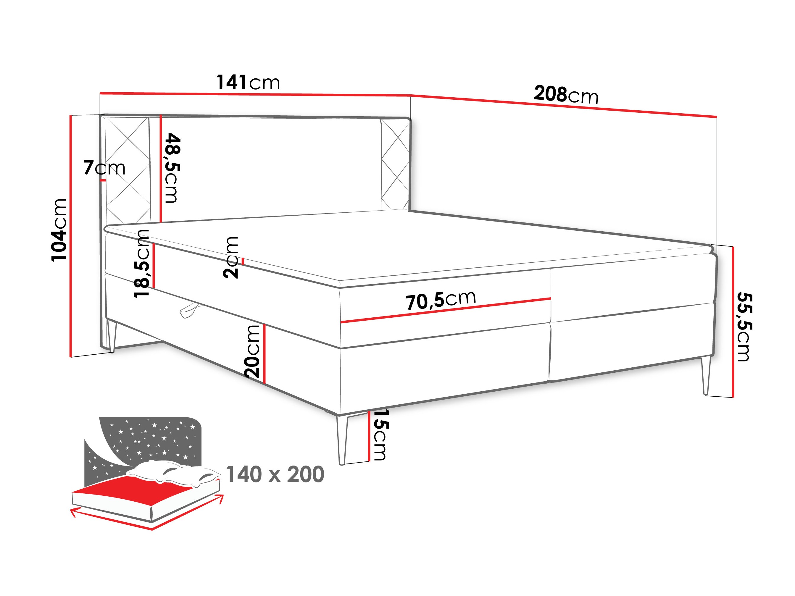 Pat boxspring Providence 200 (Polo 894)