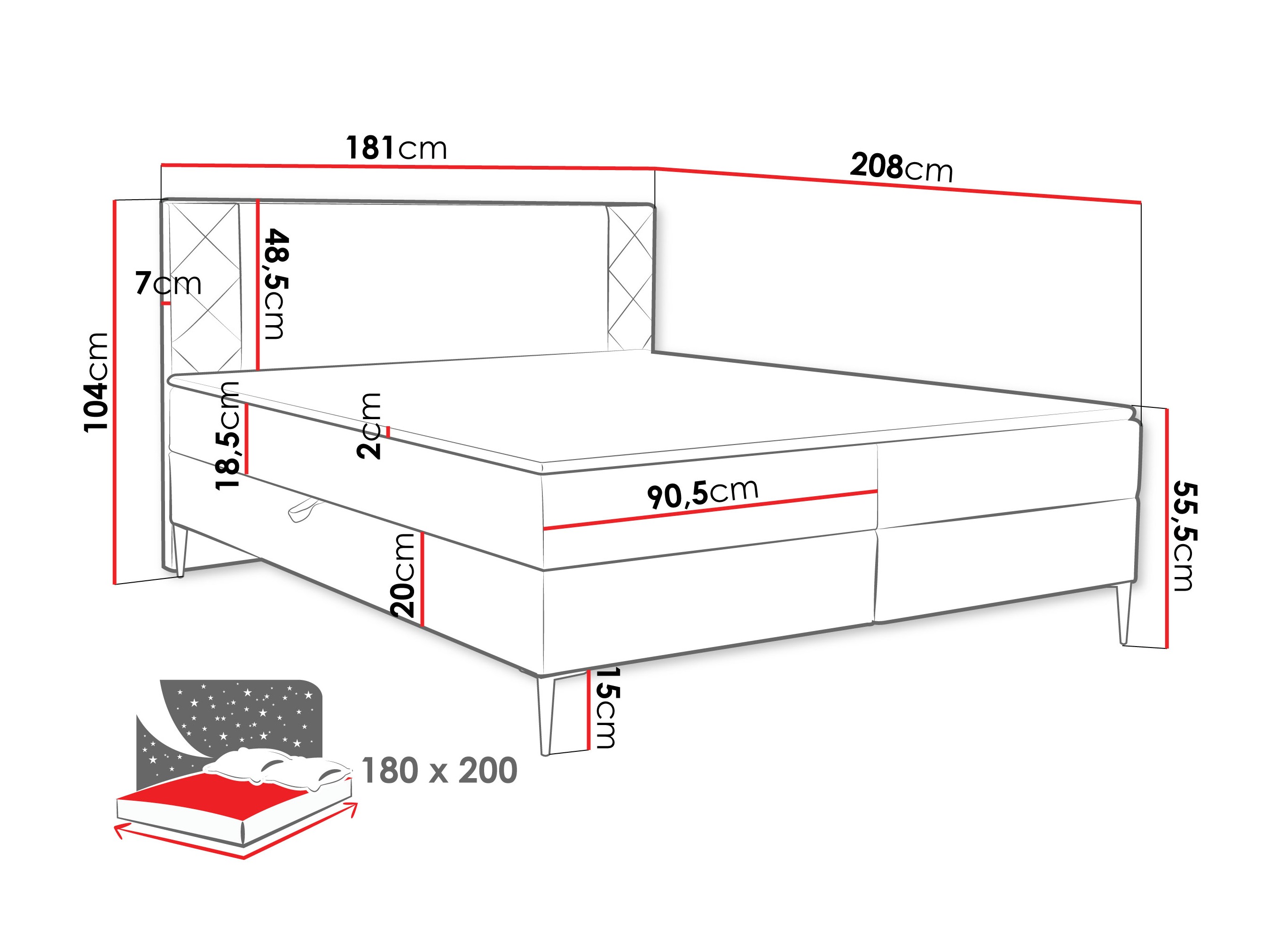 Pat boxspring Providence 200 (Polo 894)