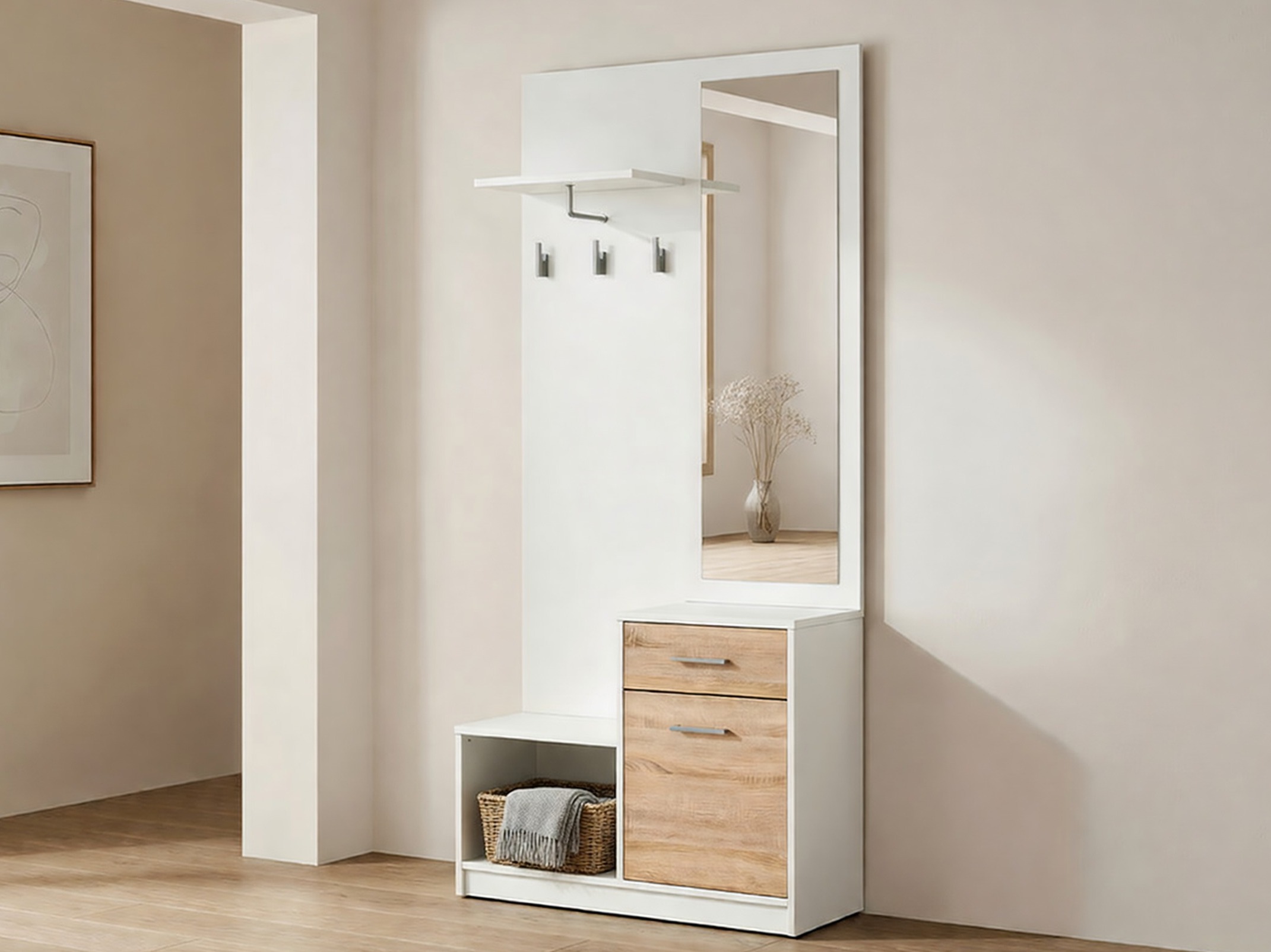 Set de hol Novsore 121 (Alb + Stejar Sonoma)