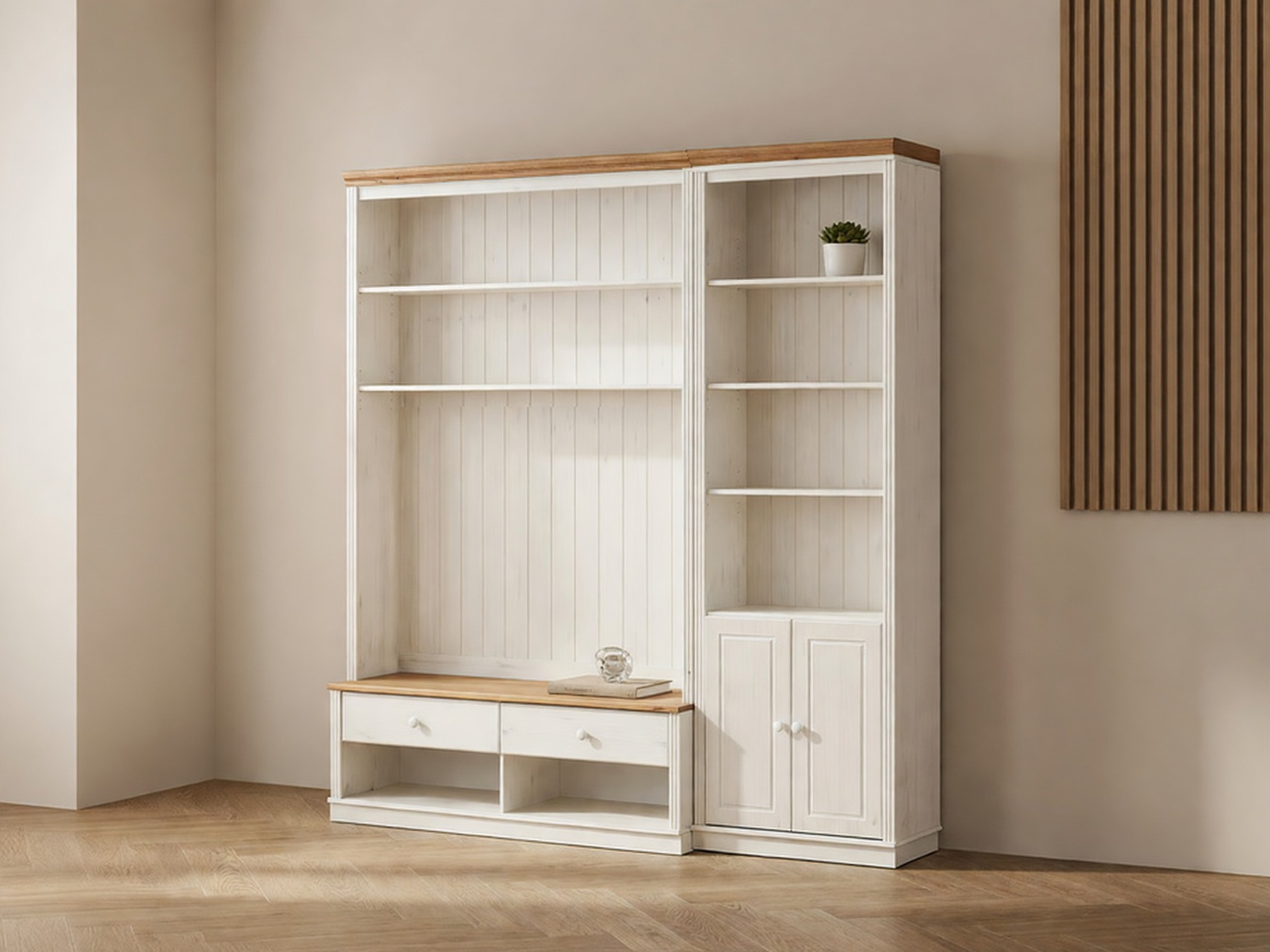 Set de living Saltoro 105 (Alb + Stejar Honey)