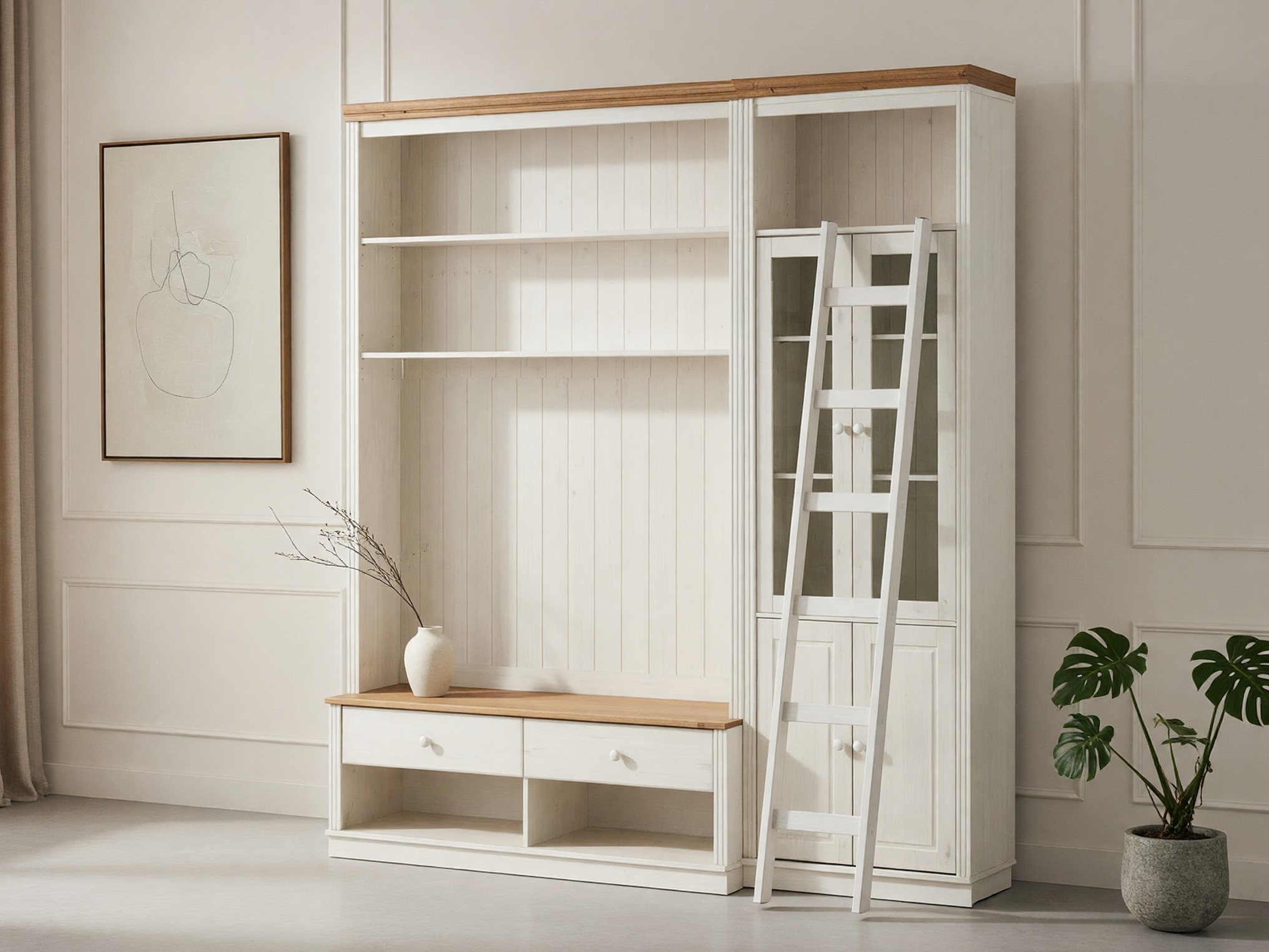 Set de living Saltoro 125 (Alb + Stejar Honey)