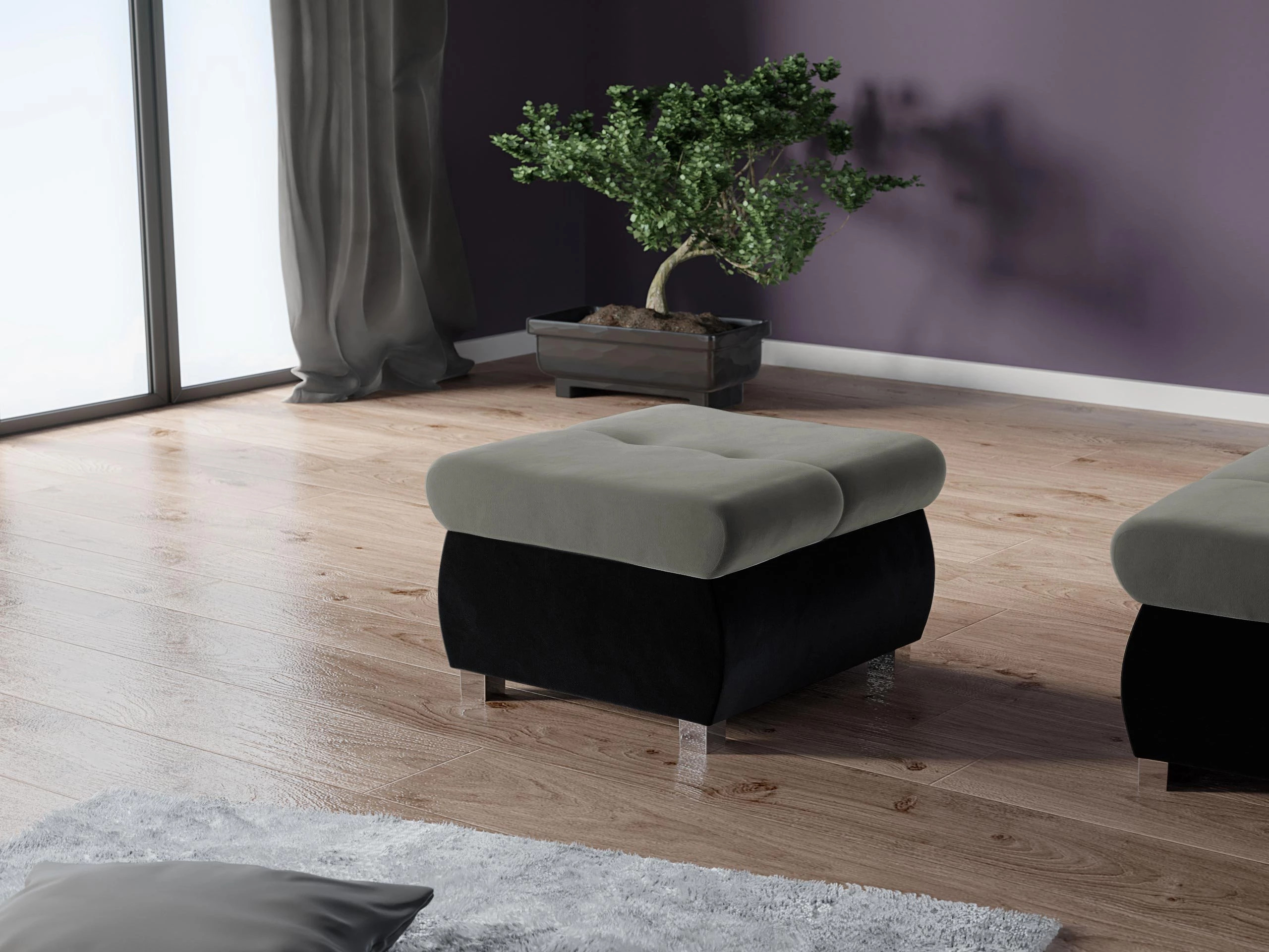 Taburet tapițat Comfivo Nitor (Magic Velvet 2219 + Magic Velvet 2217)