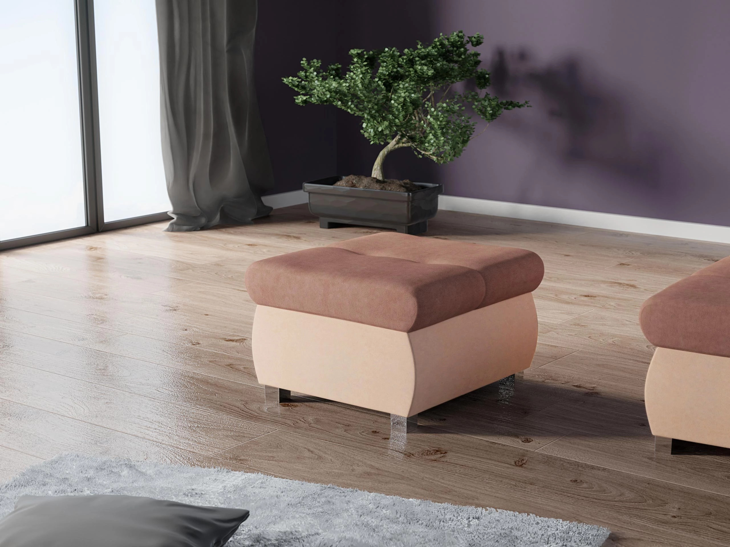 Taburet tapițat Comfivo Nitor (Uttario Velvet 2956 + Uttario Velvet 2955)