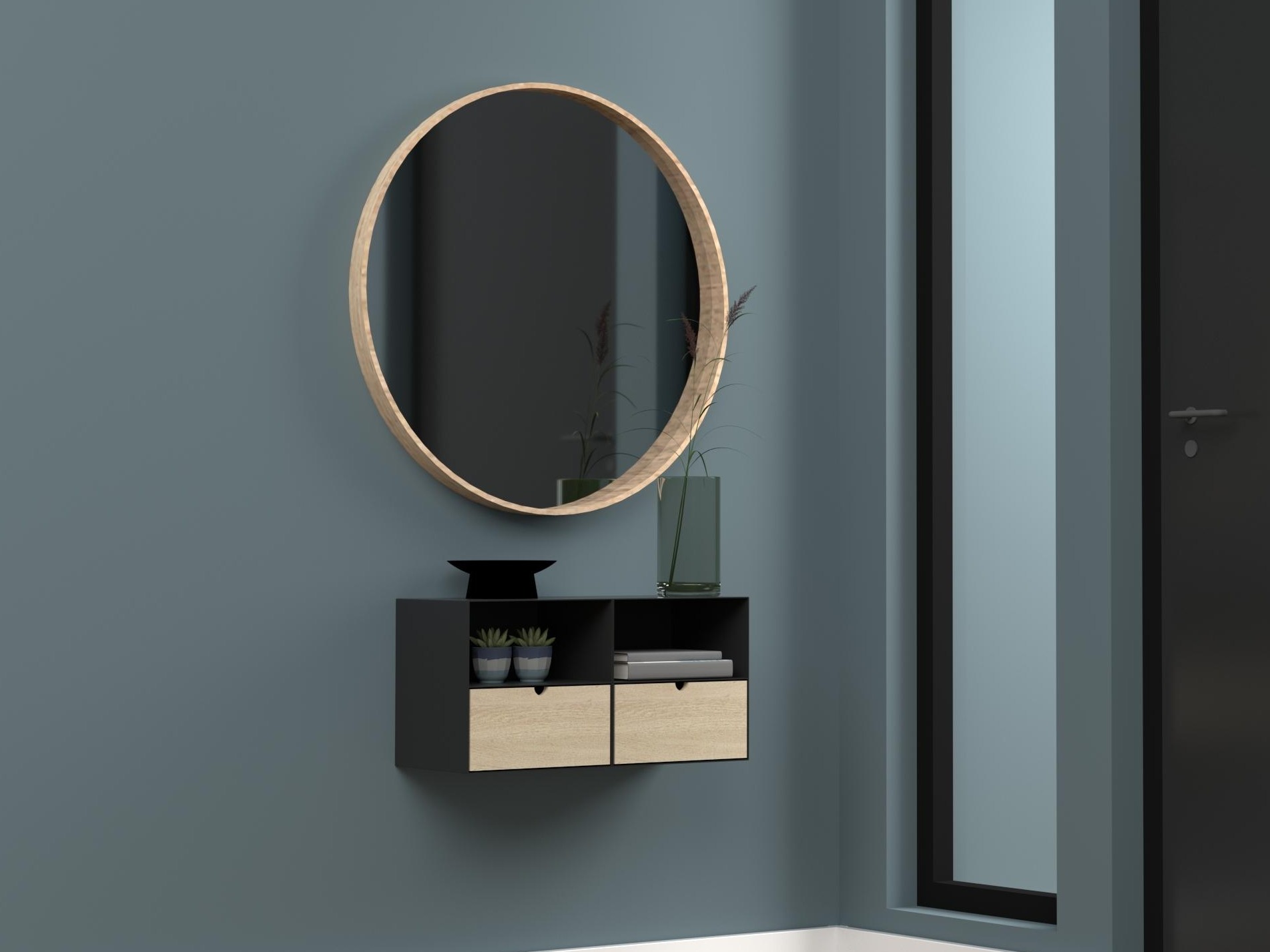 Noptieră Norsica 375 (Negru + Maro deschis)