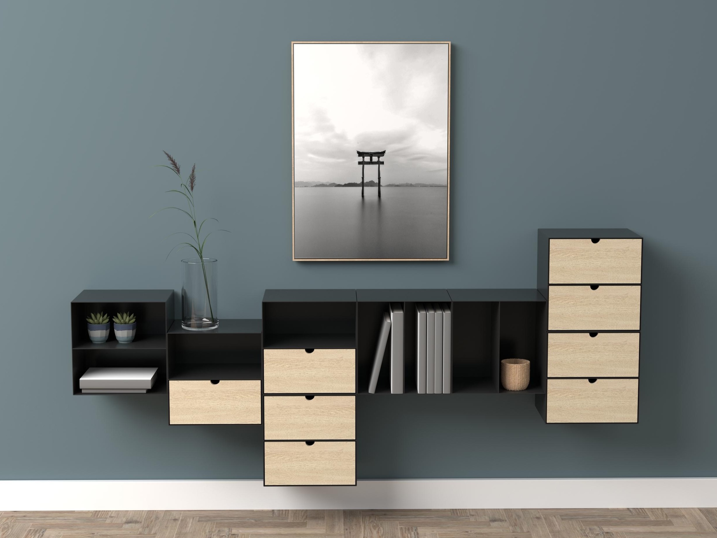 Noptieră Norsica 375 (Negru + Maro deschis)