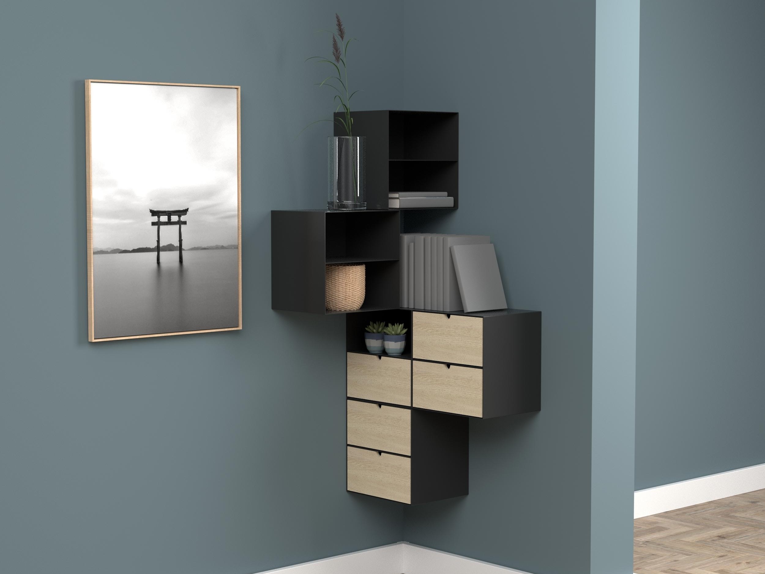 Noptieră Norsica 375 (Negru + Maro deschis)