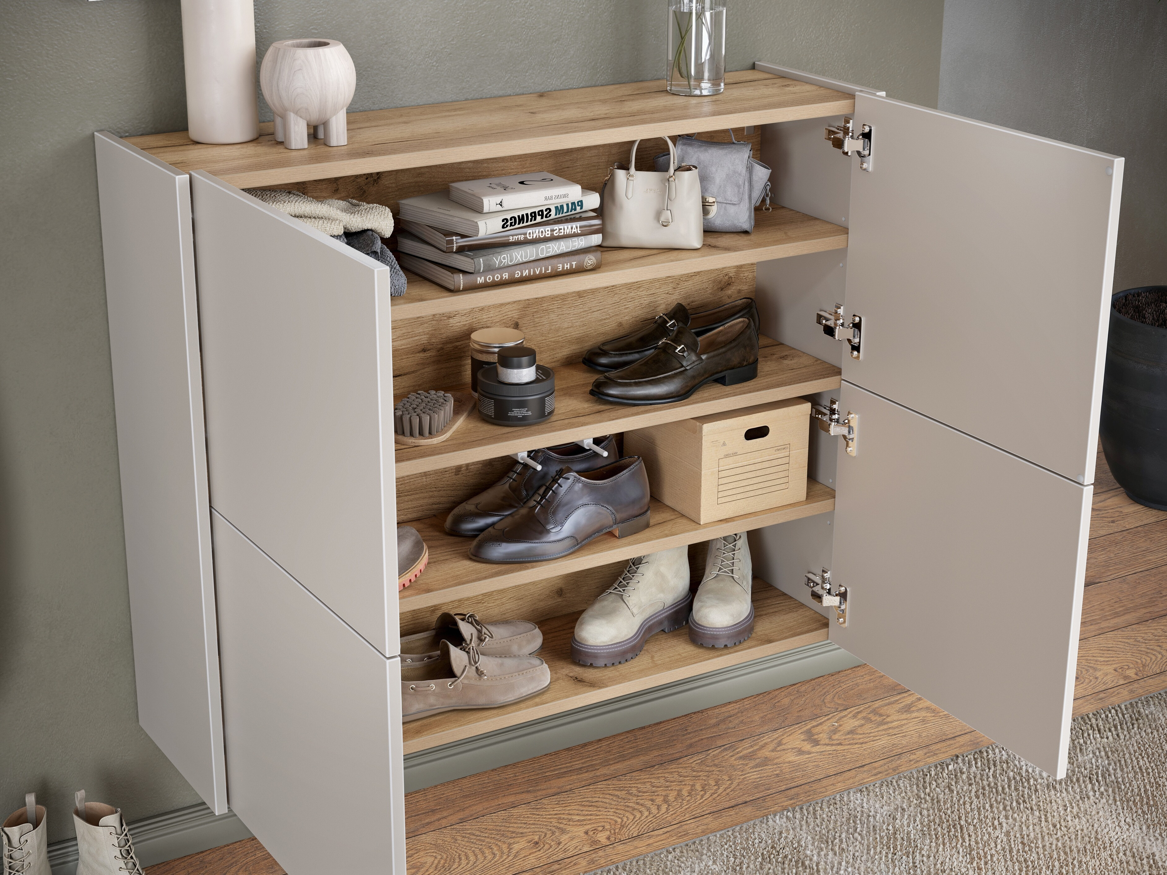 Dulap pantofi Levfena 101 (Cașmir + Navarra stejar)