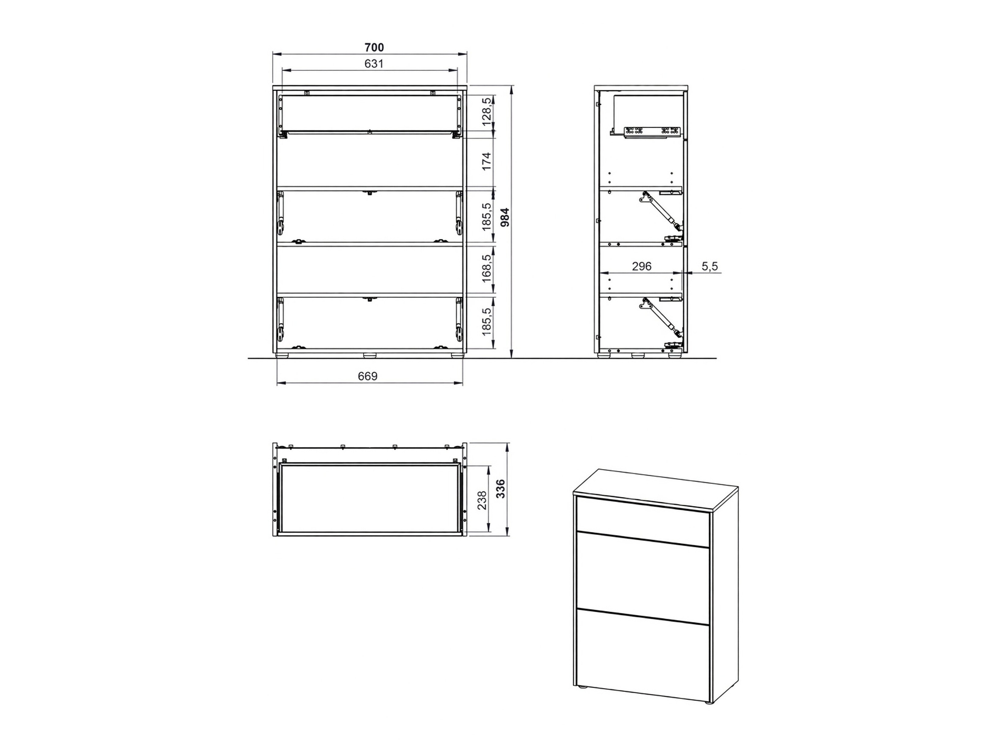 Dulap pantofi Levfena 102 (Cașmir + Navarra stejar)