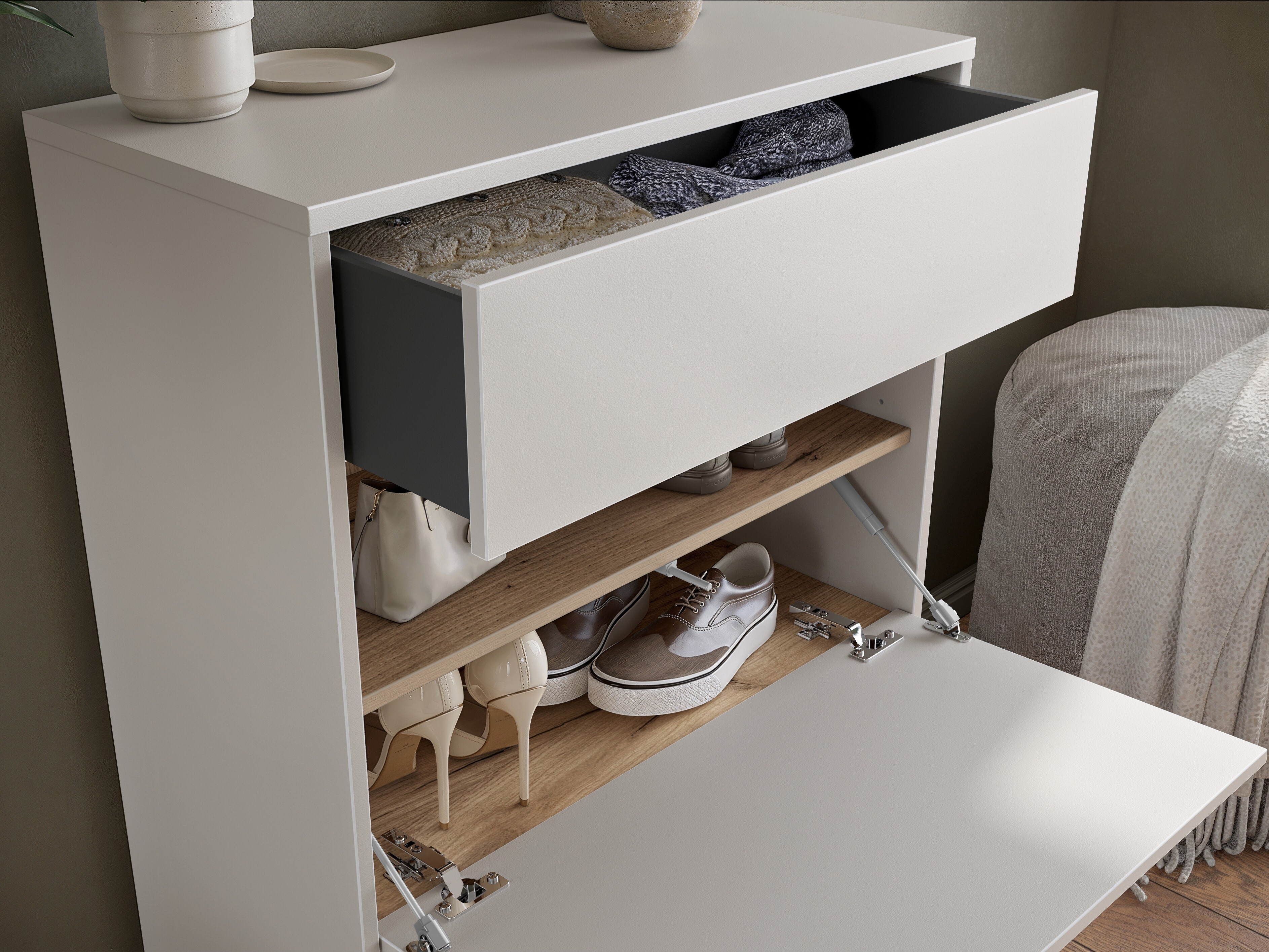 Dulap pantofi Levfena 102 (Cașmir + Navarra stejar)