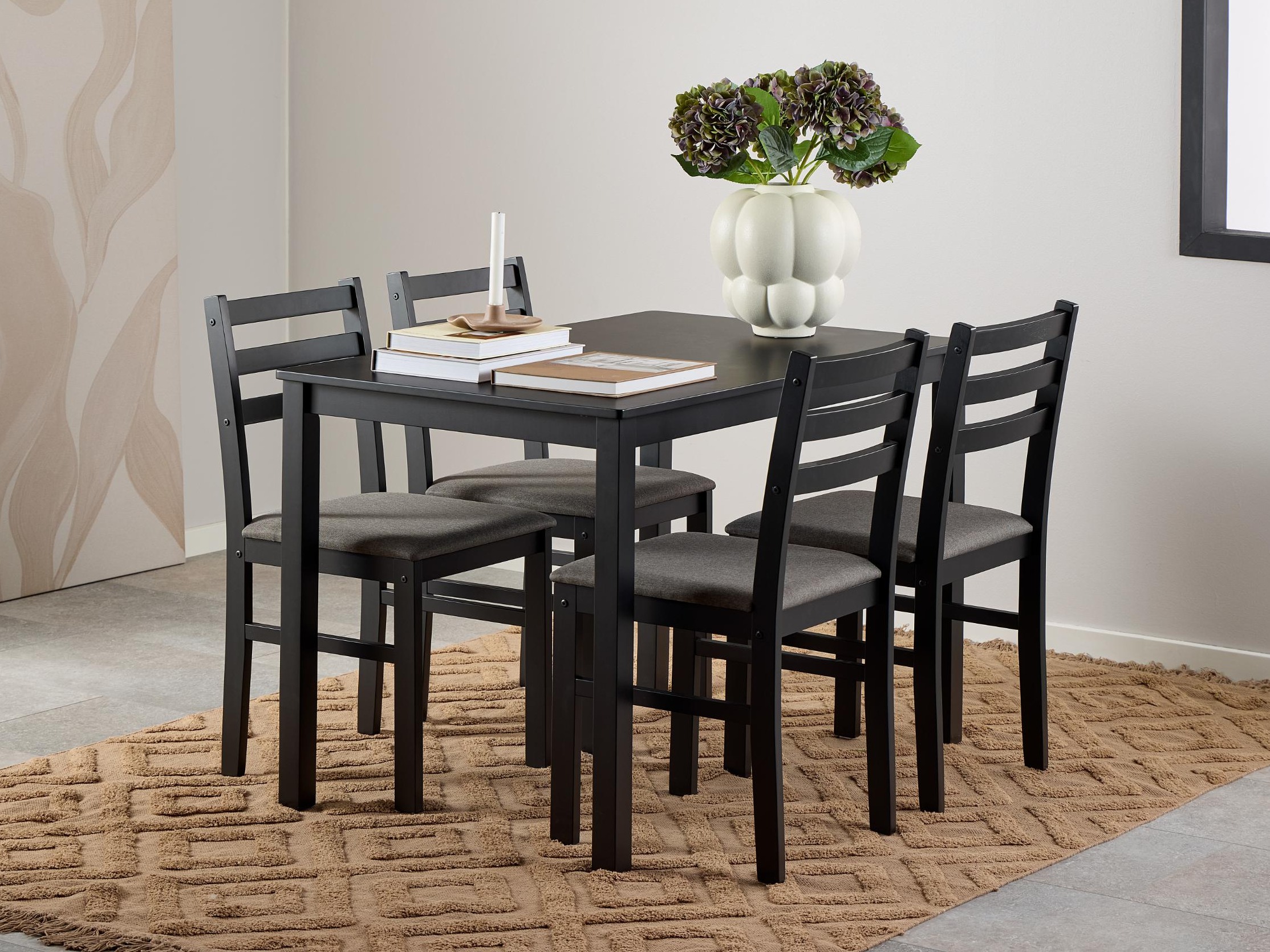 Set de dining Norsica 857 (Negru + Gri deschis)
