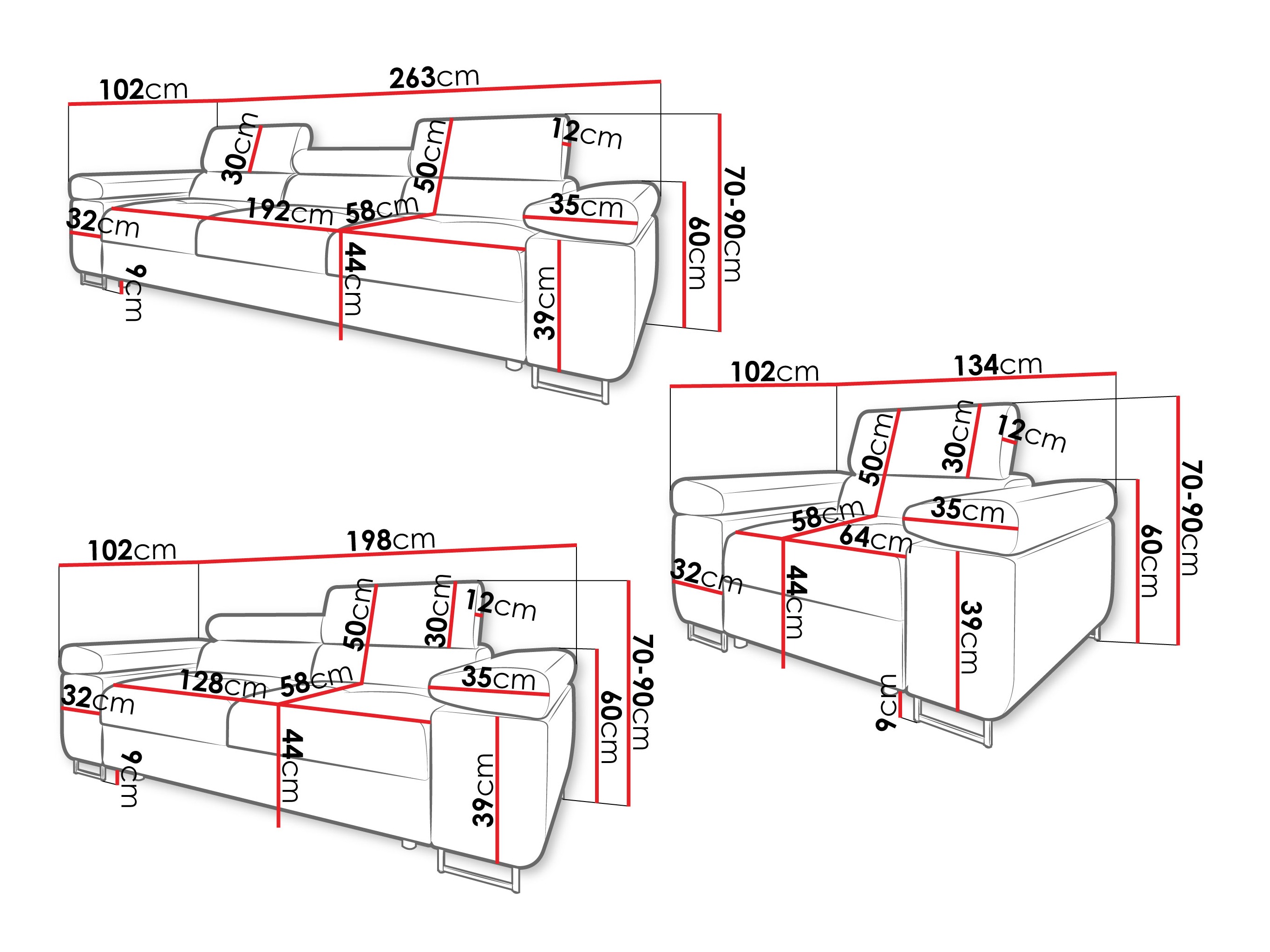 Set mobilier tapițat Comfivo Vinetum (Margo 227.09)
