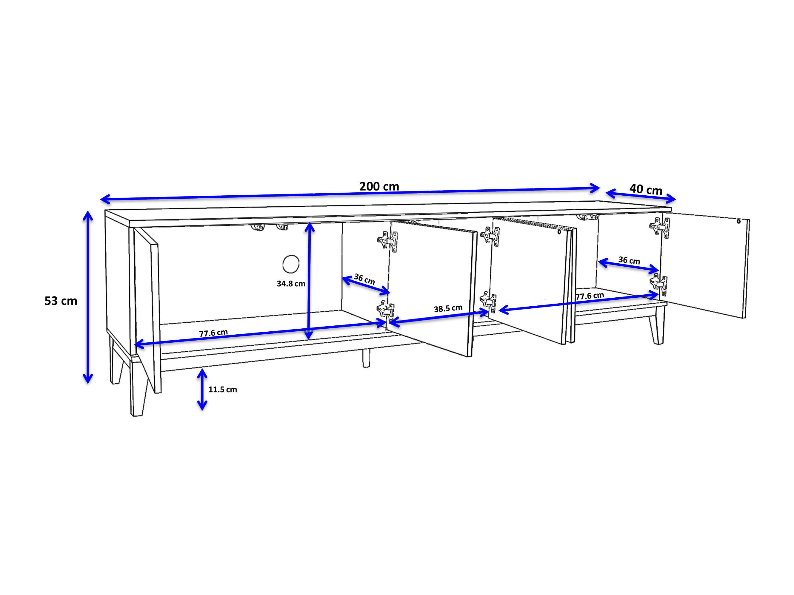 Comodă TV Felmelo 100 (Alb + Stejar Wotan)