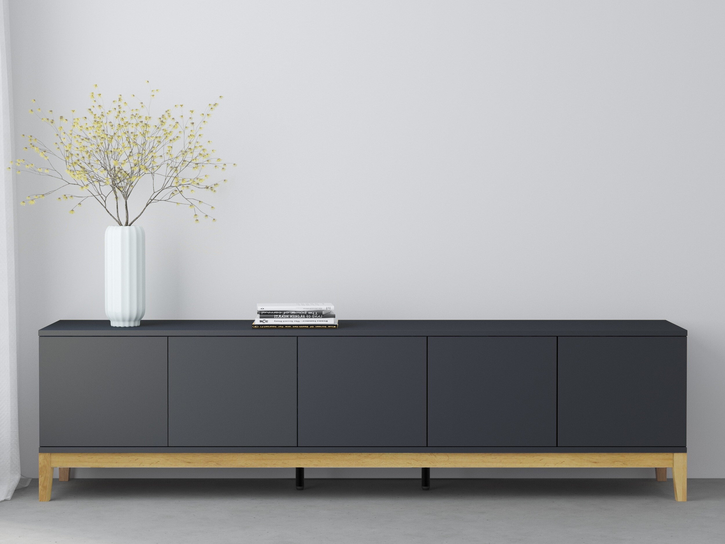 Comodă TV Felmelo 100 (Gri + Stejar Wotan)