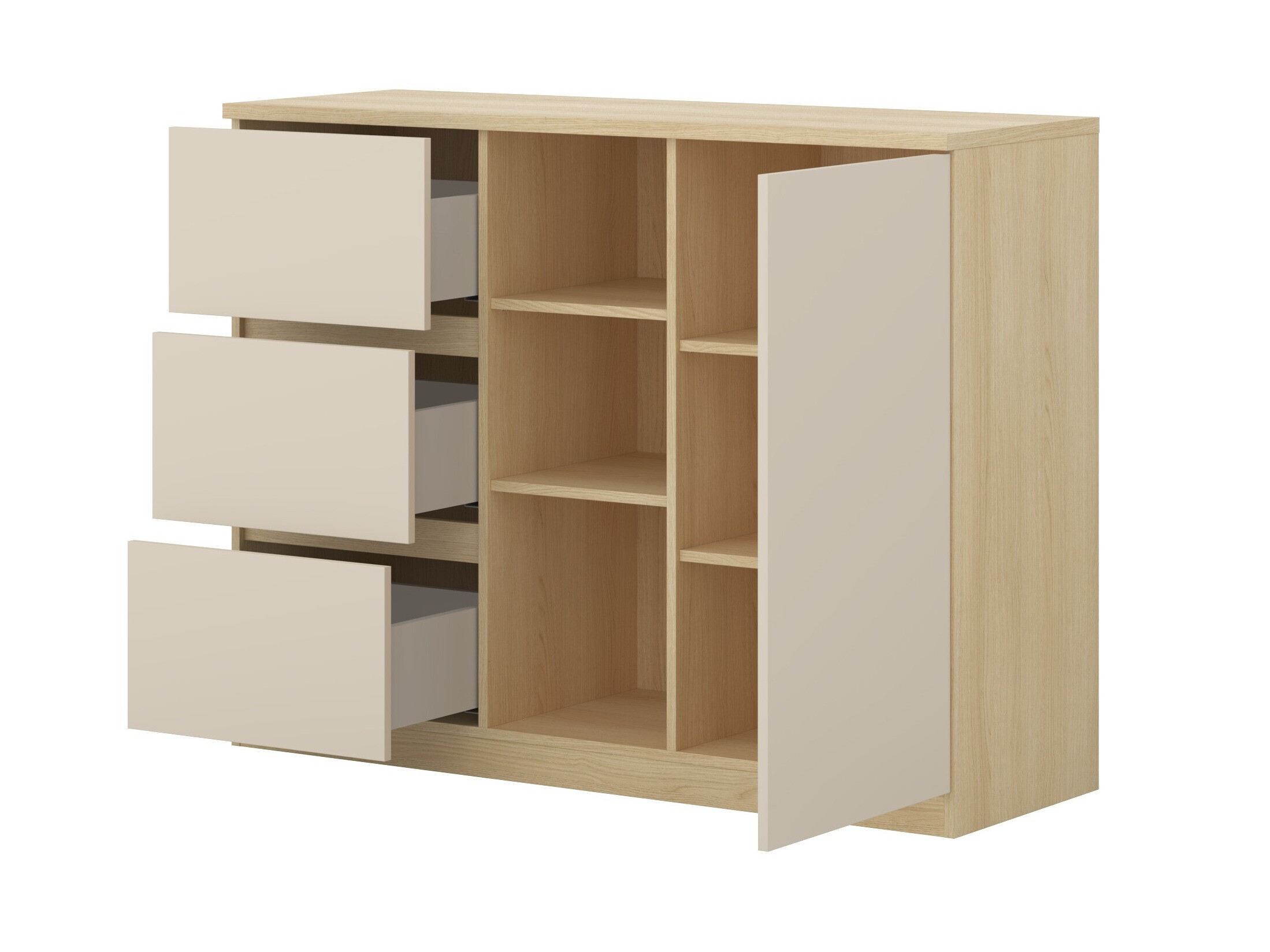 Comodă Nolcala 109 (Stejar + Bej)