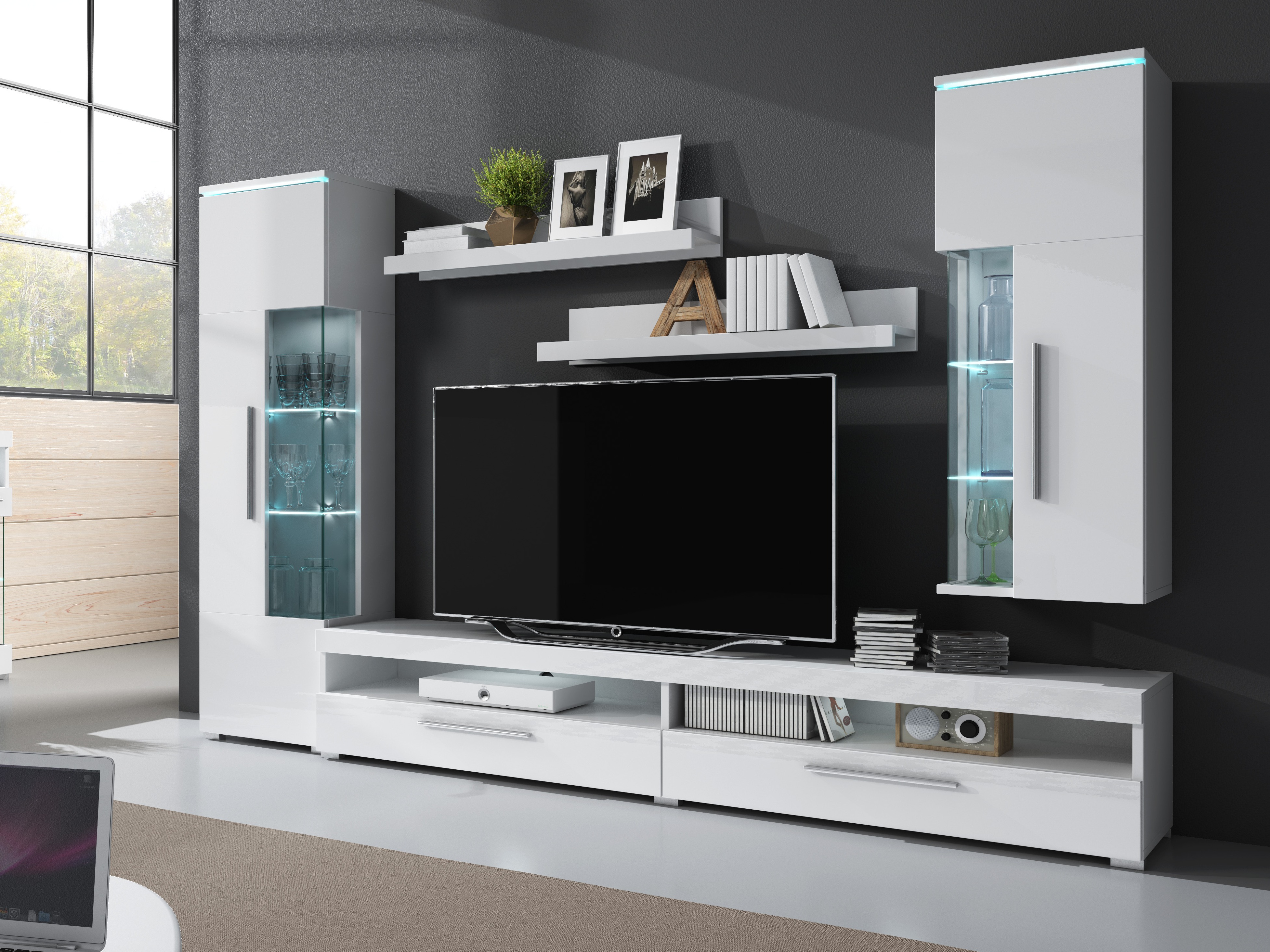 Set rafturi suspendate Torvire 105 (Alb + Alb lucios)