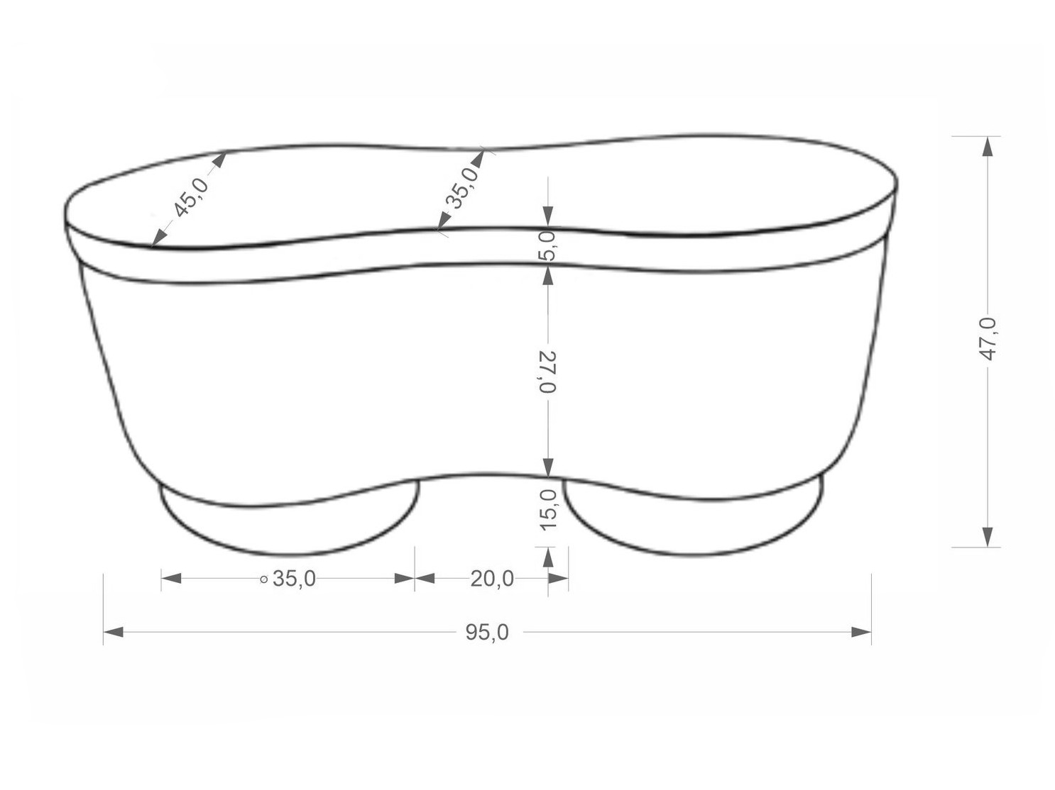 Bancă tapițată Houston 2110 (Gri)