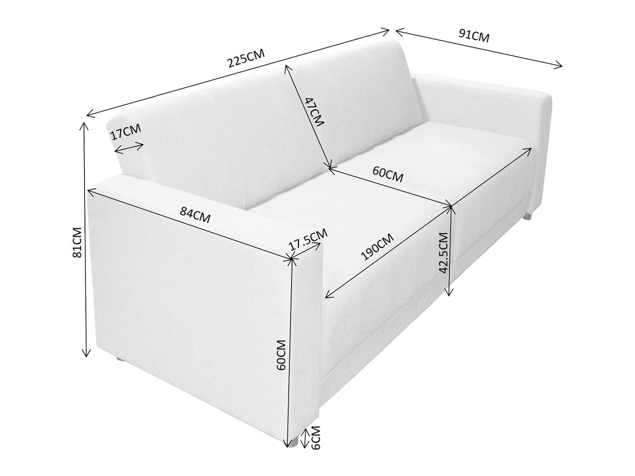 Canapea extensibilă Tulsa 679 (Crem)