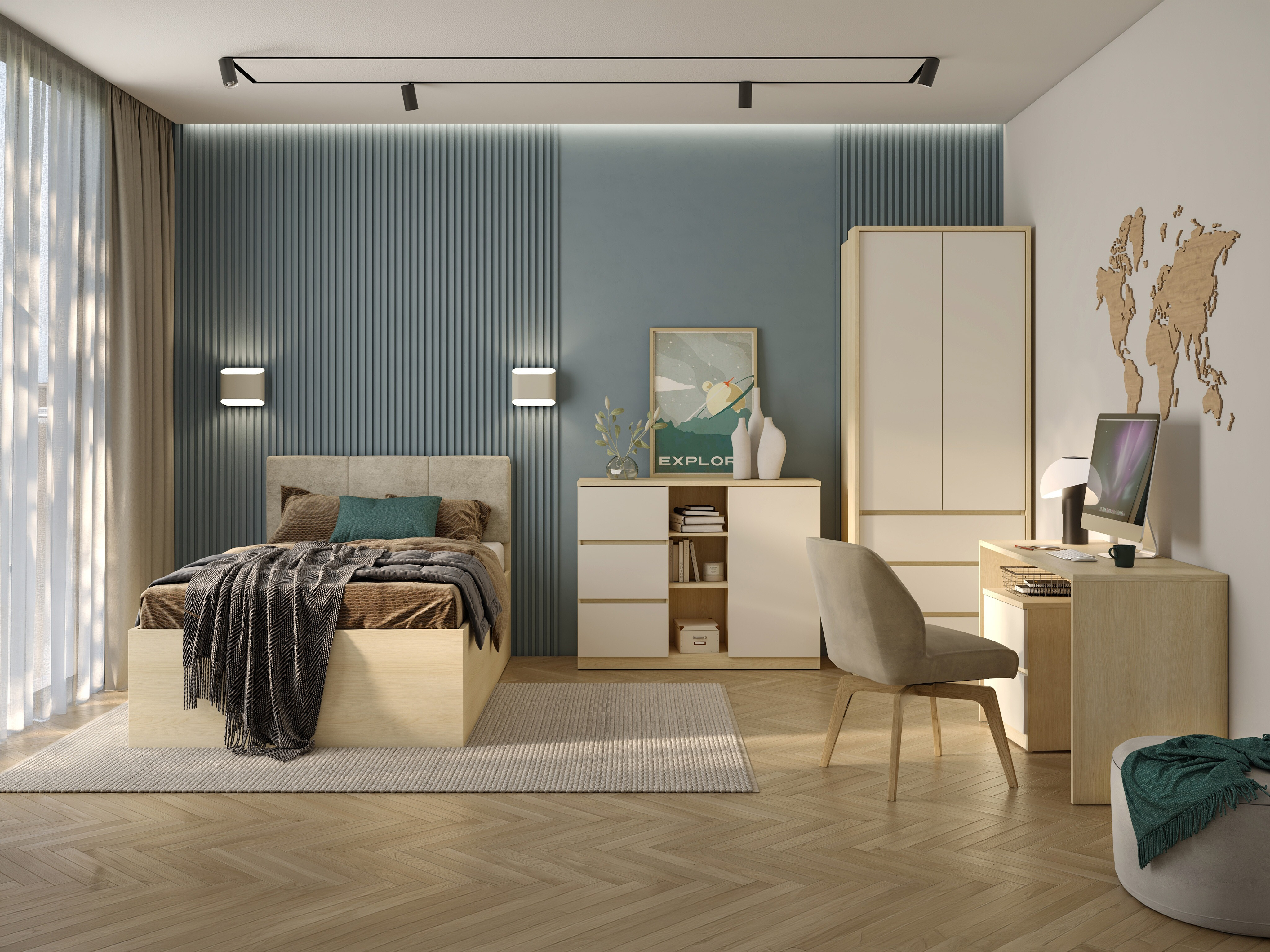 Comodă Nolcala 109 (Stejar + Bej)